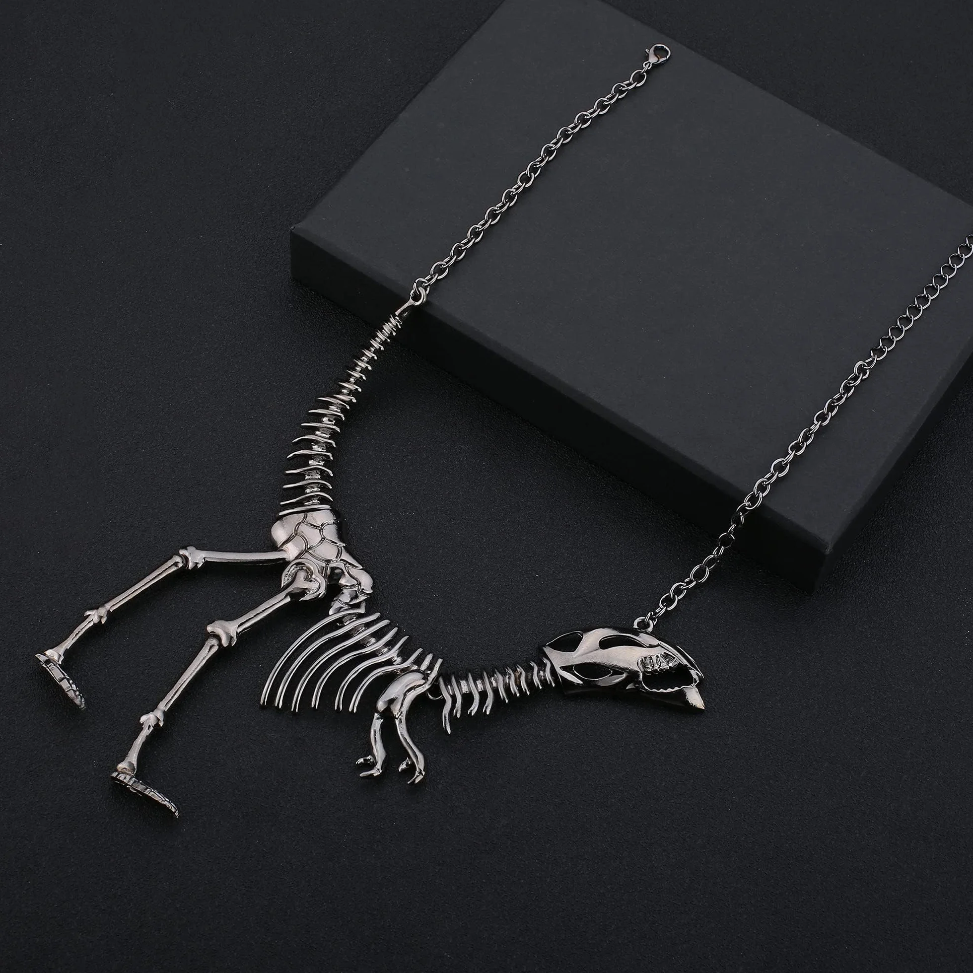 LOLIAS Halloween punkowy naszyjnik zestaw kolczyków gotycka czaszka szkielet pazur choker naszyjnik ogniwo bransoletka wiszące kolczyki zestaw biżuterii dla kobiet dziewcząt, Metal