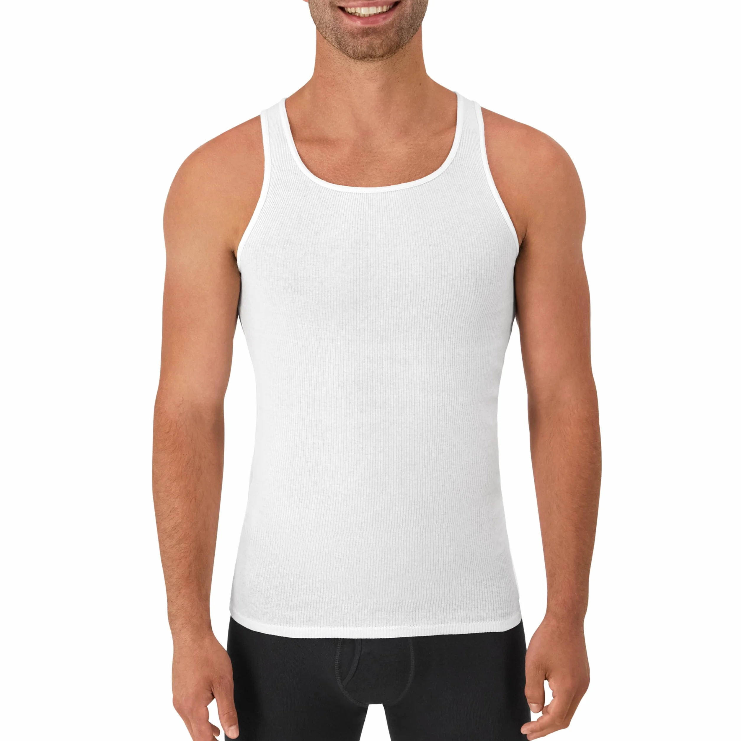 Hanes Bielizna Mężczyźni Undershirt Tank, Moisture-wicking Ribbed, Lightweight Cotton Tank Undershirts, Black/White Options, Multi-pack (6 w zestawie)