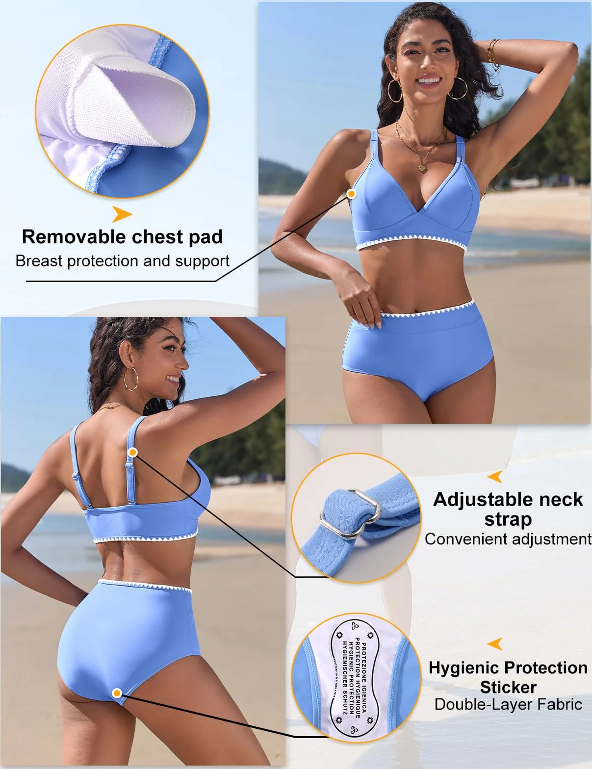 UMIPUBO Damski dwuczęściowy strój kąpielowy push-up seksowne głębokie bikini z wysokim stanem wyściełany biustonosz seksowny strój kąpielowy Cross Beachwear