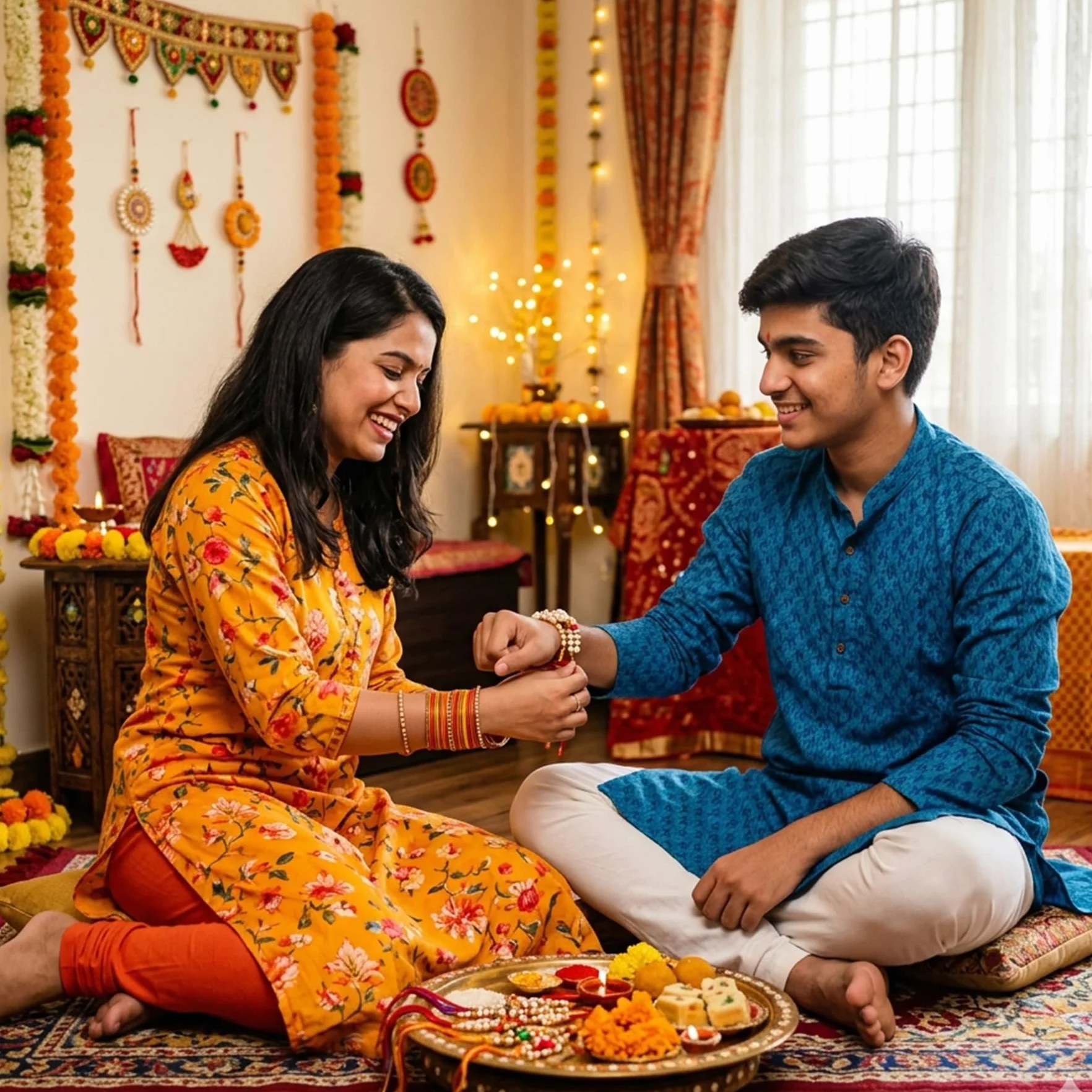 TIED RIBBONS Zestaw 2 rakhi dla brata z zestawem upominkowym, mini kartka, pakiet Roli, bransoletka Raksha Bandhan dla brata Rakhi 2 zestaw