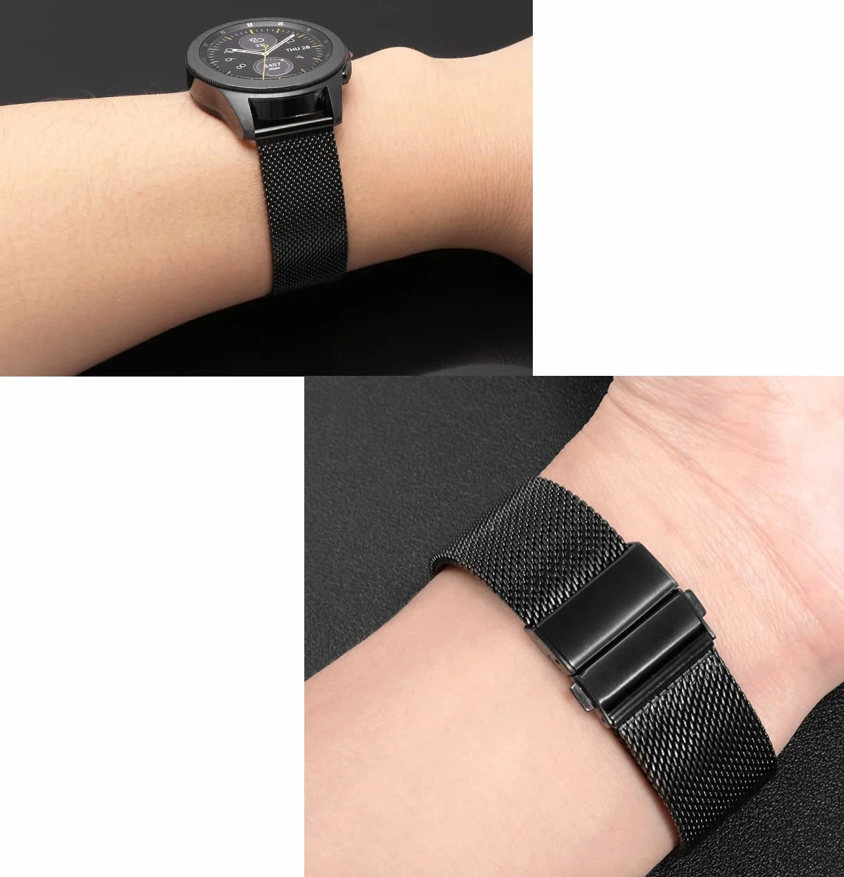 Metalowy pasek, mężczyźni kobiety uniwersalne paski wymienne do inteligentnego zegarka i tradycyjnego zegarka 22 mm, czarny