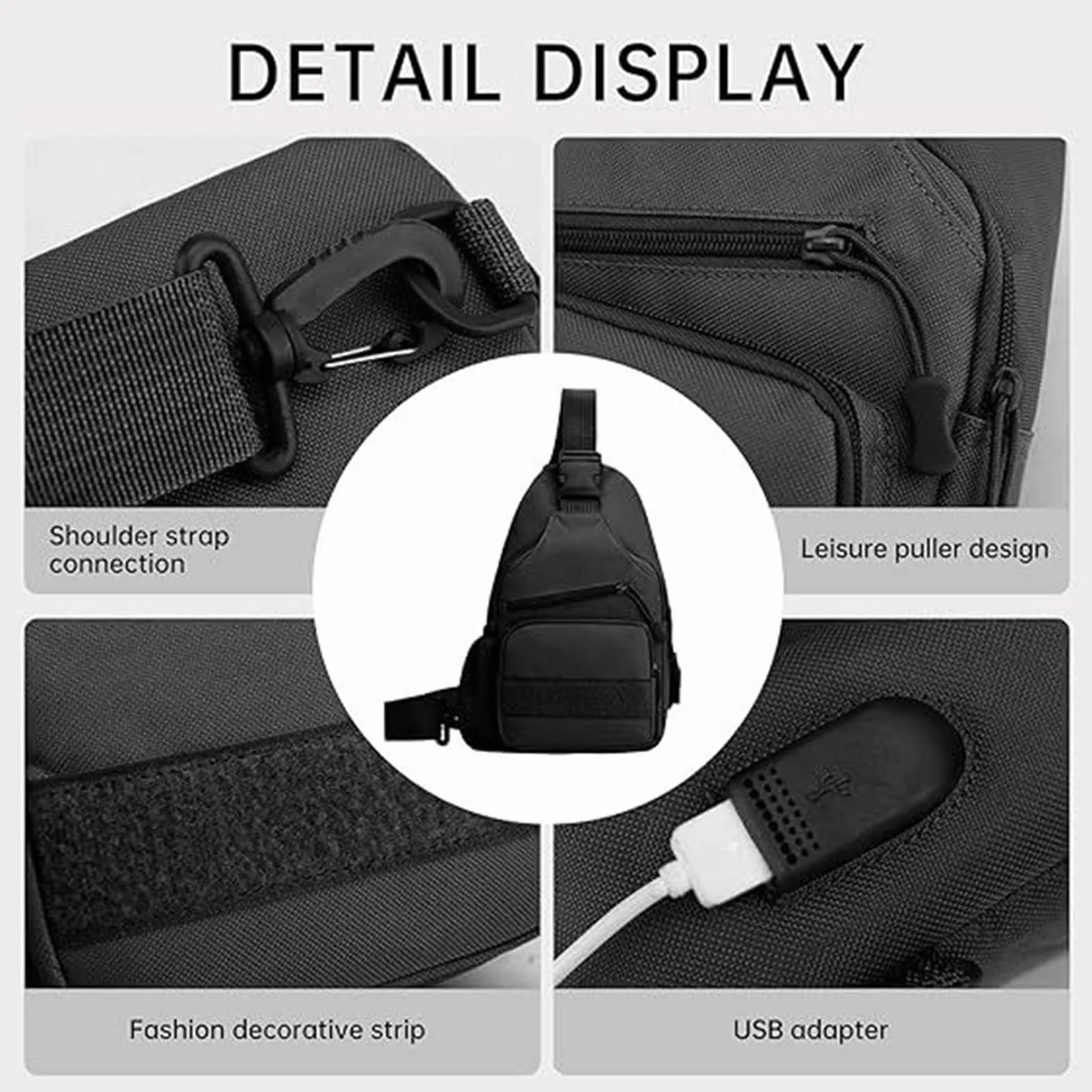 Small Sling Bag, Wear Resistant Single Shoulder, 11.42x6.69x2.76 Inch Messenger Pouch Practical Portable Chest Pack for Men and Women, Perfect for Hiking, Camping, Jogging, Cycling
