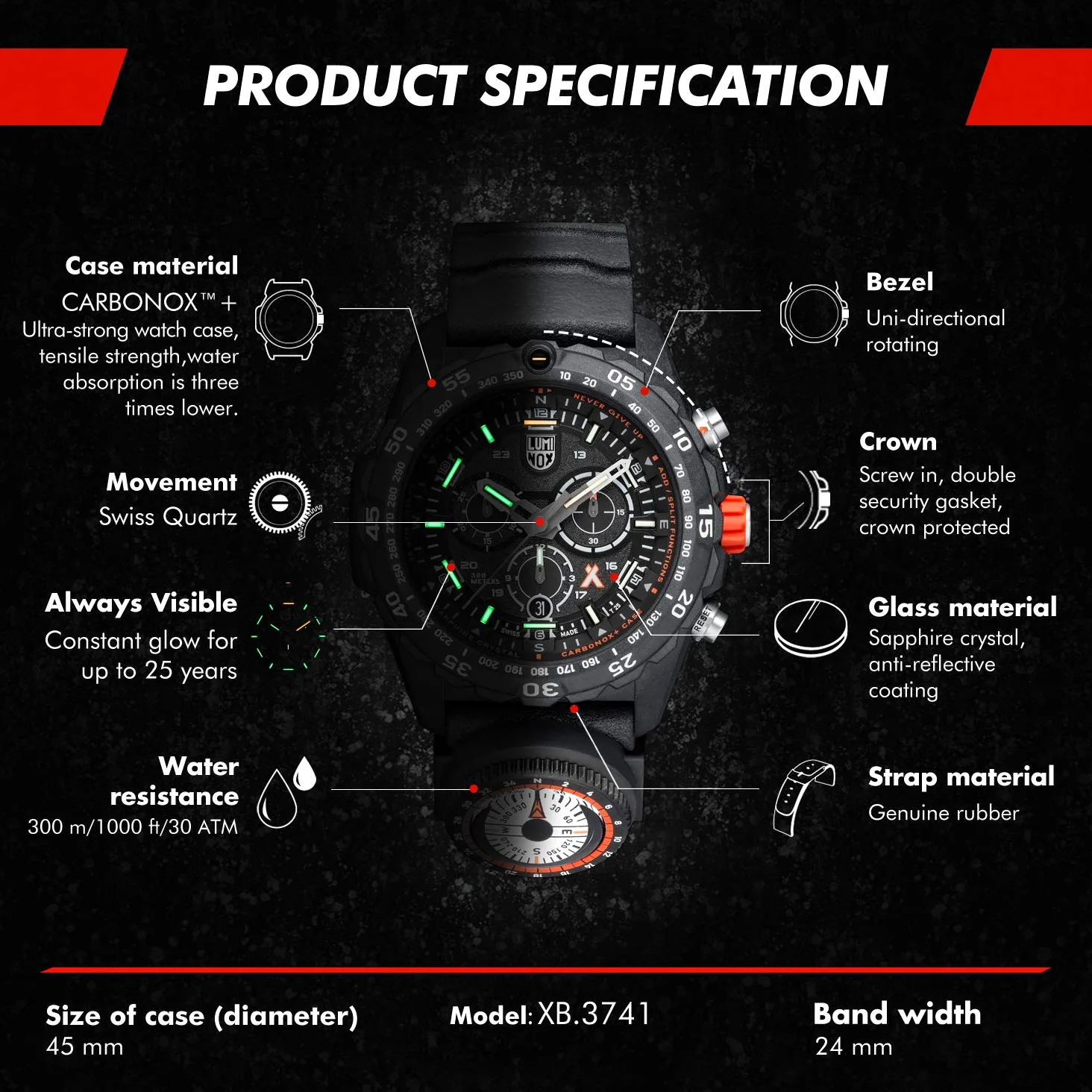Zegarek BEAR GRYLLS Survival 3740 Master Series, Czarny, 45 mm, Nowoczesny