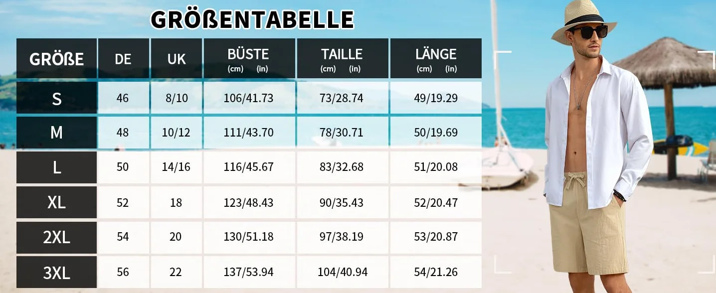 Tincini Szorty męskie na lato, krótkie spodenki bermudy, krótkie spodenki bawełniane, elastyczne, jednokolorowe, muślinowe, letnie, lekkie