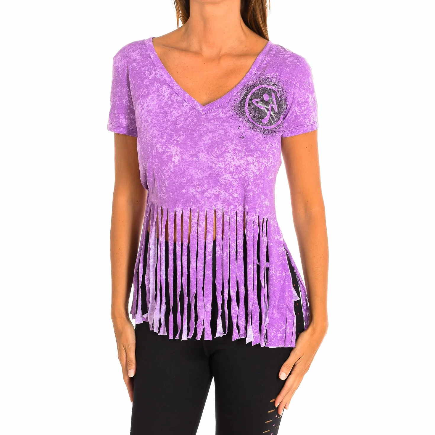 Zumba Fitness Damska koszulka WT Top We Come In Pieces Slashed V-Neck