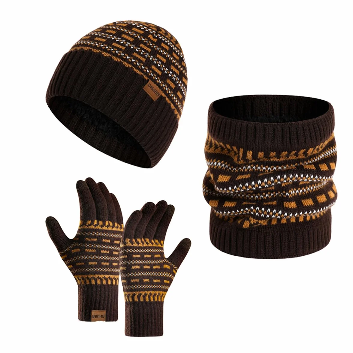 Daysskk Czapka szalik i rękawiczki zestaw dla mężczyzn i kobiet, ciepła czapka zimowa, czapka beanie, męska, ekran dotykowy, rękawiczki, czapka z dzianiny, dla mężczyzn i kobiet, na zimę