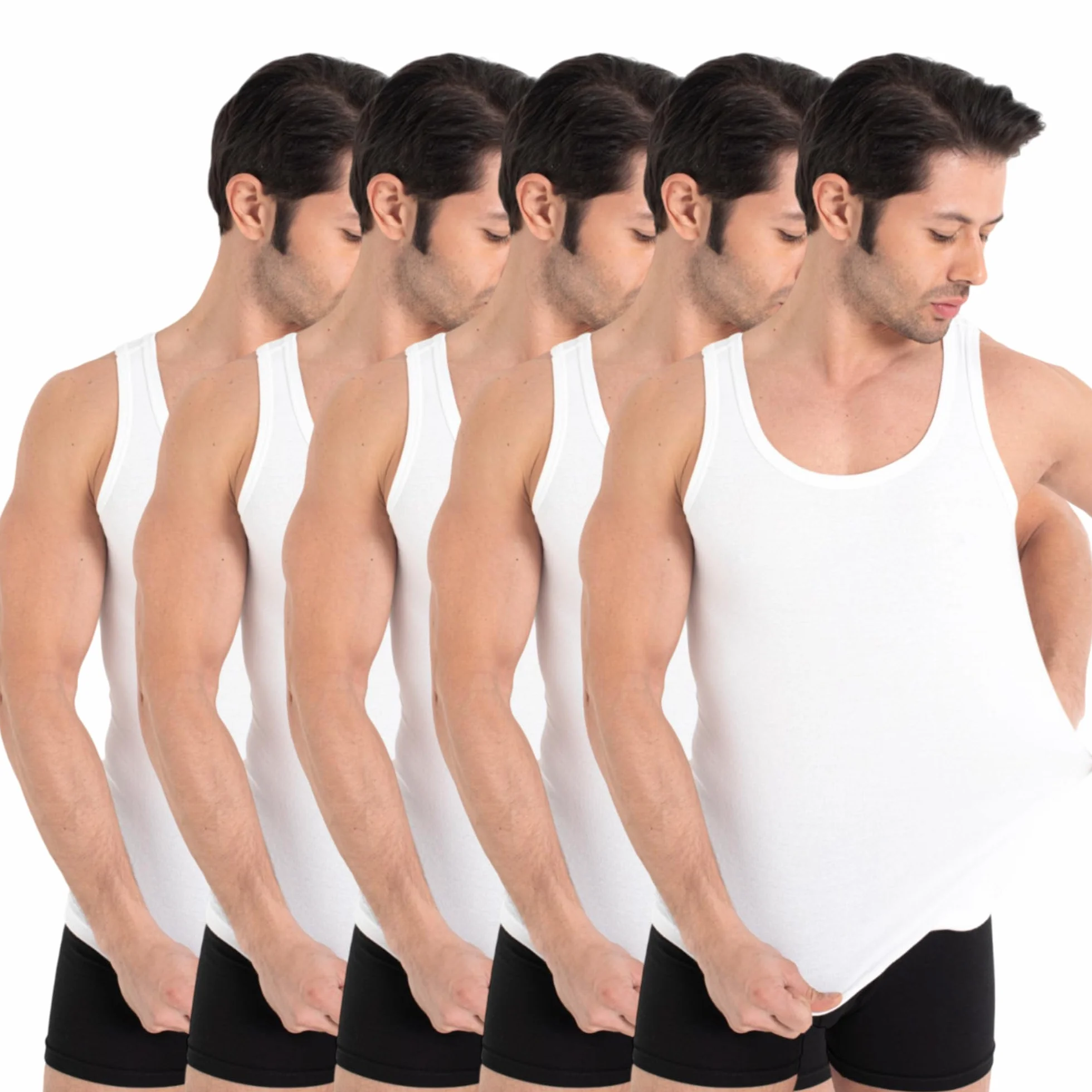 5-pak męski tank top Classic podkoszulek - czesane drobne prążki 100% bawełna