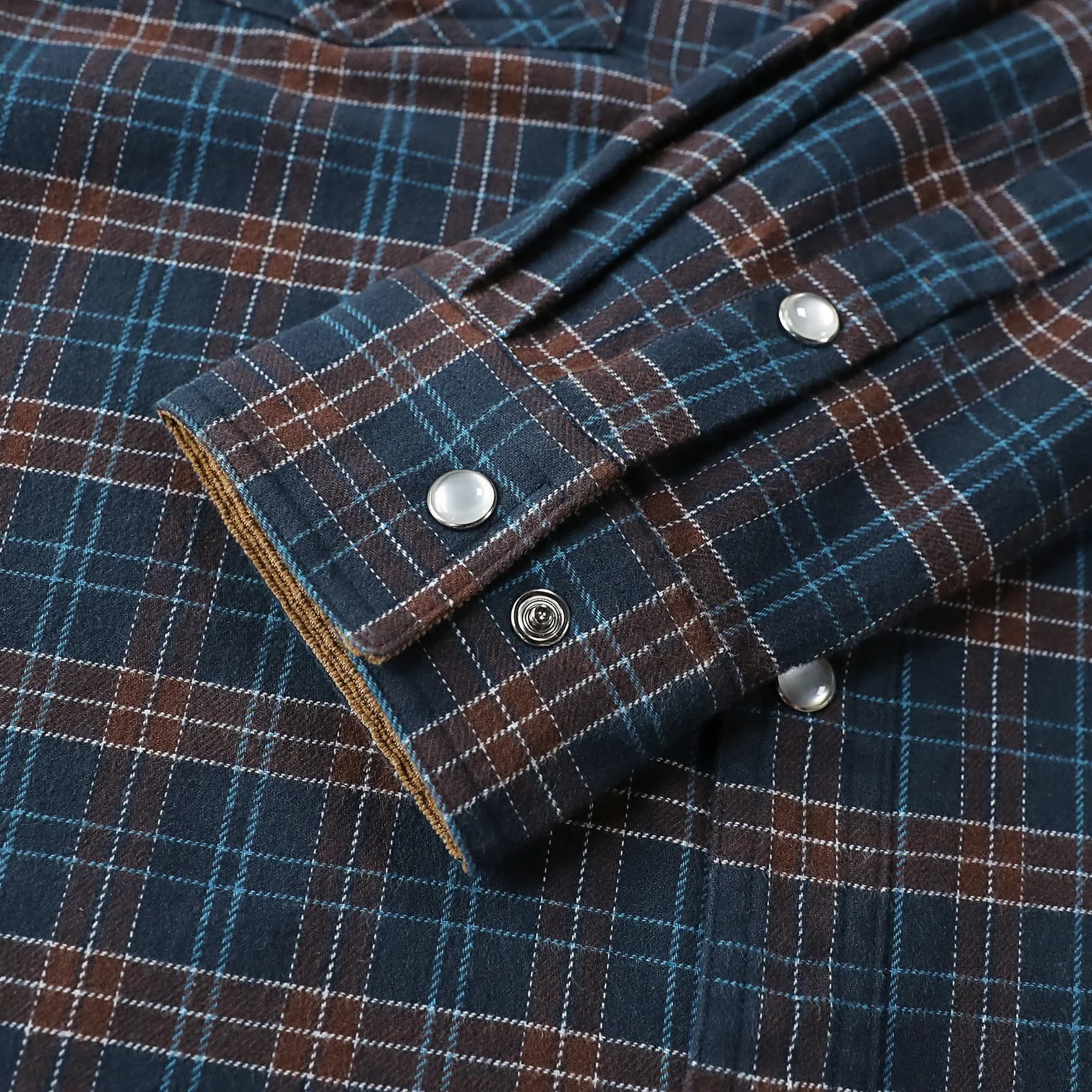 Dubinik® Koszula flanelowa, 170 g, dla mężczyzn, westernowa, perłowe zatrzaski, z długim rękawem, na co dzień, przytulna, vintage, kowbojska, krata, miękka, czysta bawełna