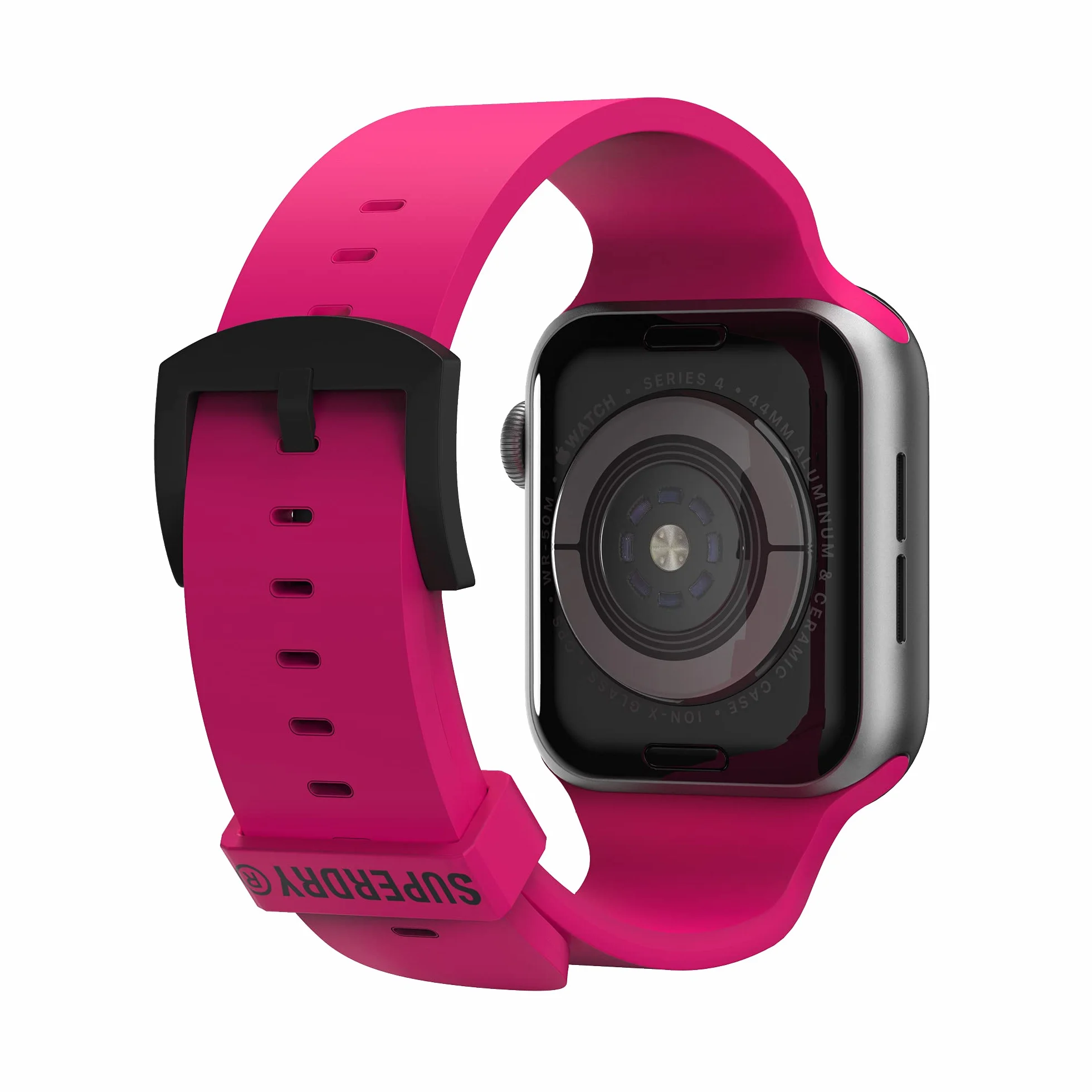 Superdry Pasek do zegarka kompatybilny z Apple Watch, nylonowy pasek z tkaniny, wygodny, elastyczny, idealny do uprawiania sportu, fitnessu, biegania, 42/44 mm, różowy