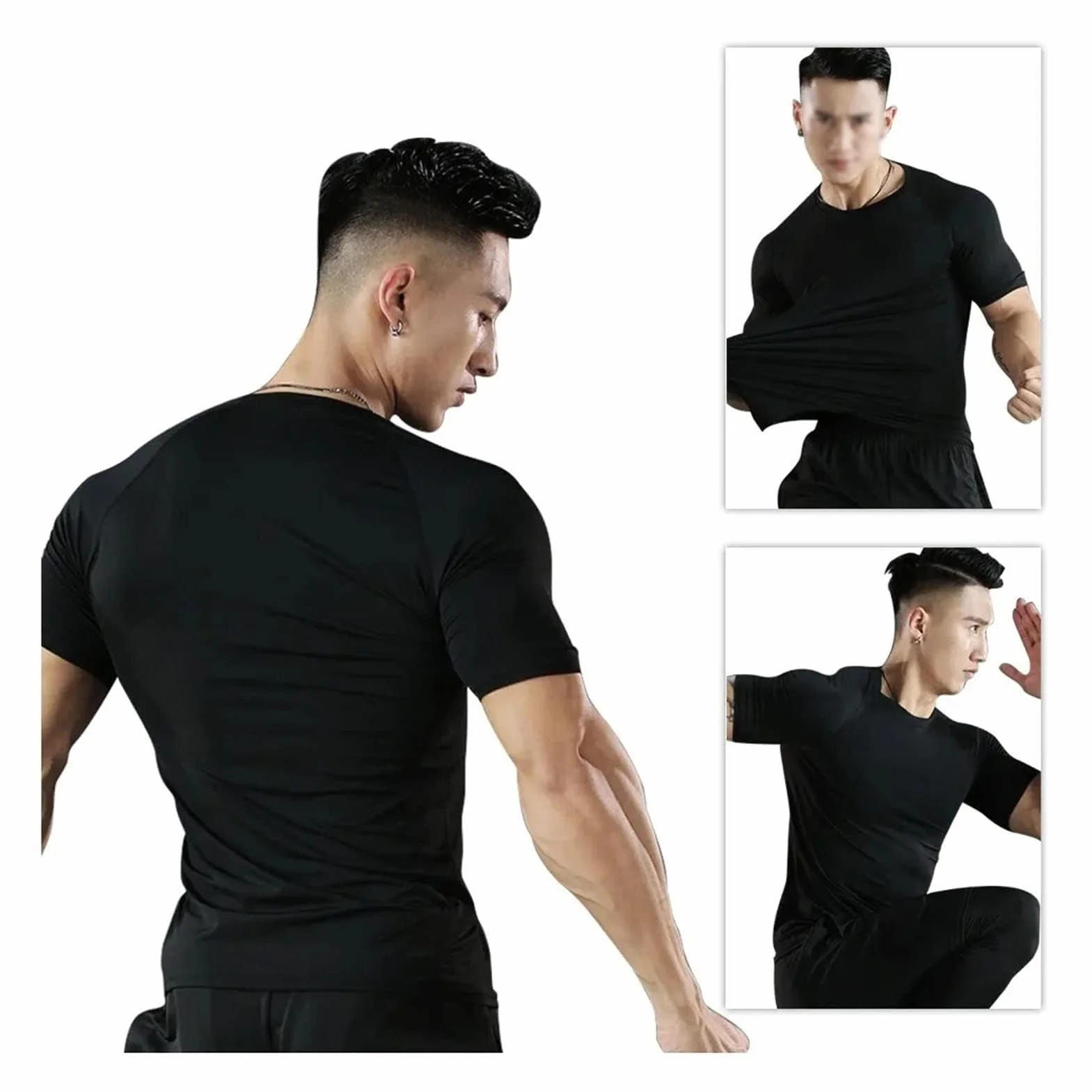 Męskie Koszule Kompresyjne, Chłodne, Suche Koszulki Kompresyjne z Krótkim Rękawem Sportowe T-shirty Sportowa Koszulka Treningowa do Biegania Fitness Sportowy
