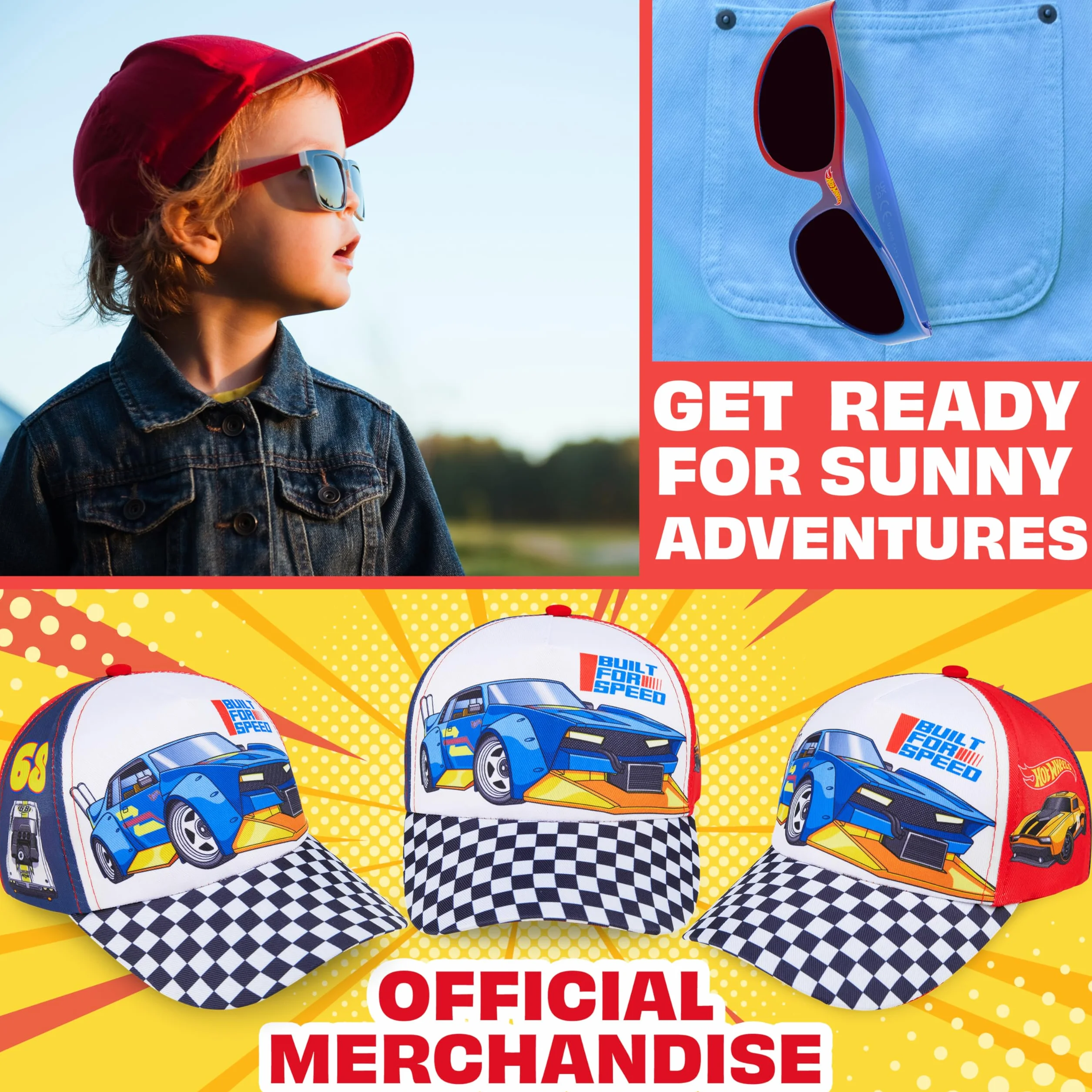 Get Trend Zestaw czapka baseballowa i okulary przeciwsłoneczne dla chłopców (wielokolorowe Hot Wheels)