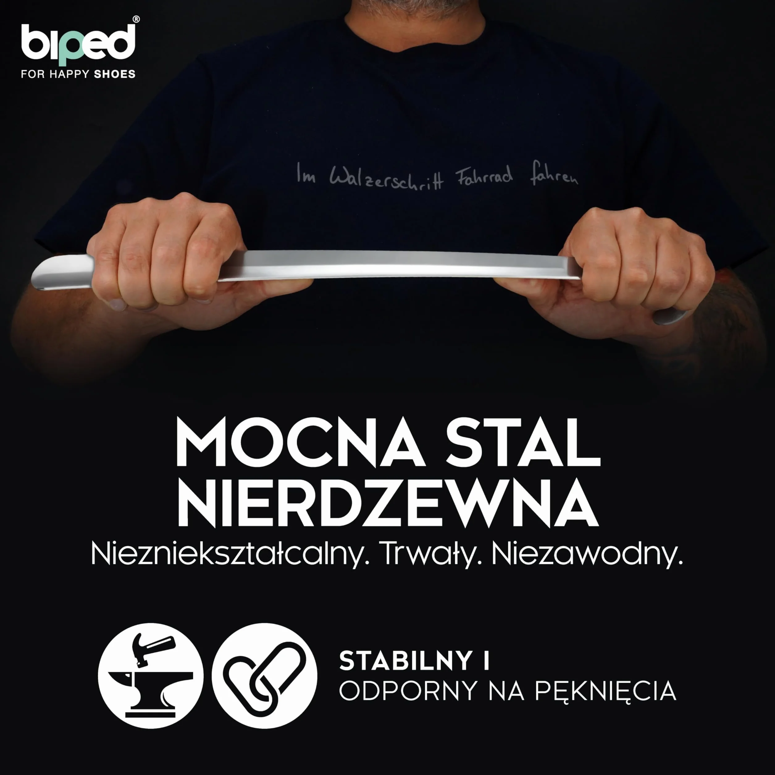 biped łyżka do butów metal długa 42 cm – stal nierdzewna z haczykiem do zawieszenia – solidna i elegancka metalowa łyżka do butów wysokiej jakości z2795