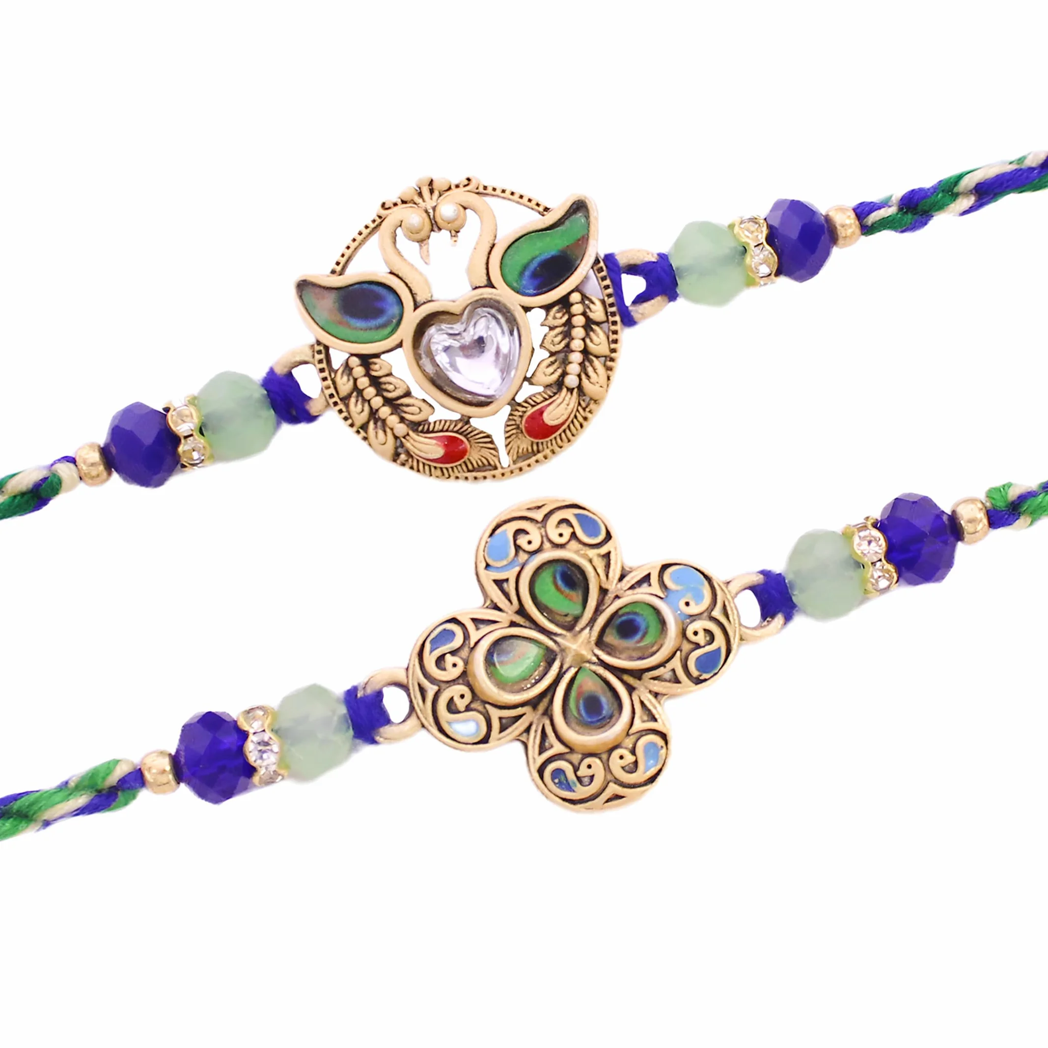TIED RIBBONS Raksha Bandhan Rakhi for Brother Set of 2 Rakhi Set | Bhai Rakhi with Card | Roli Chawal Packet - Rakhi Bracelet for Brother Rakhi 2 Set | Rakhi for Bhaiya Bhai | Rakhi Thread