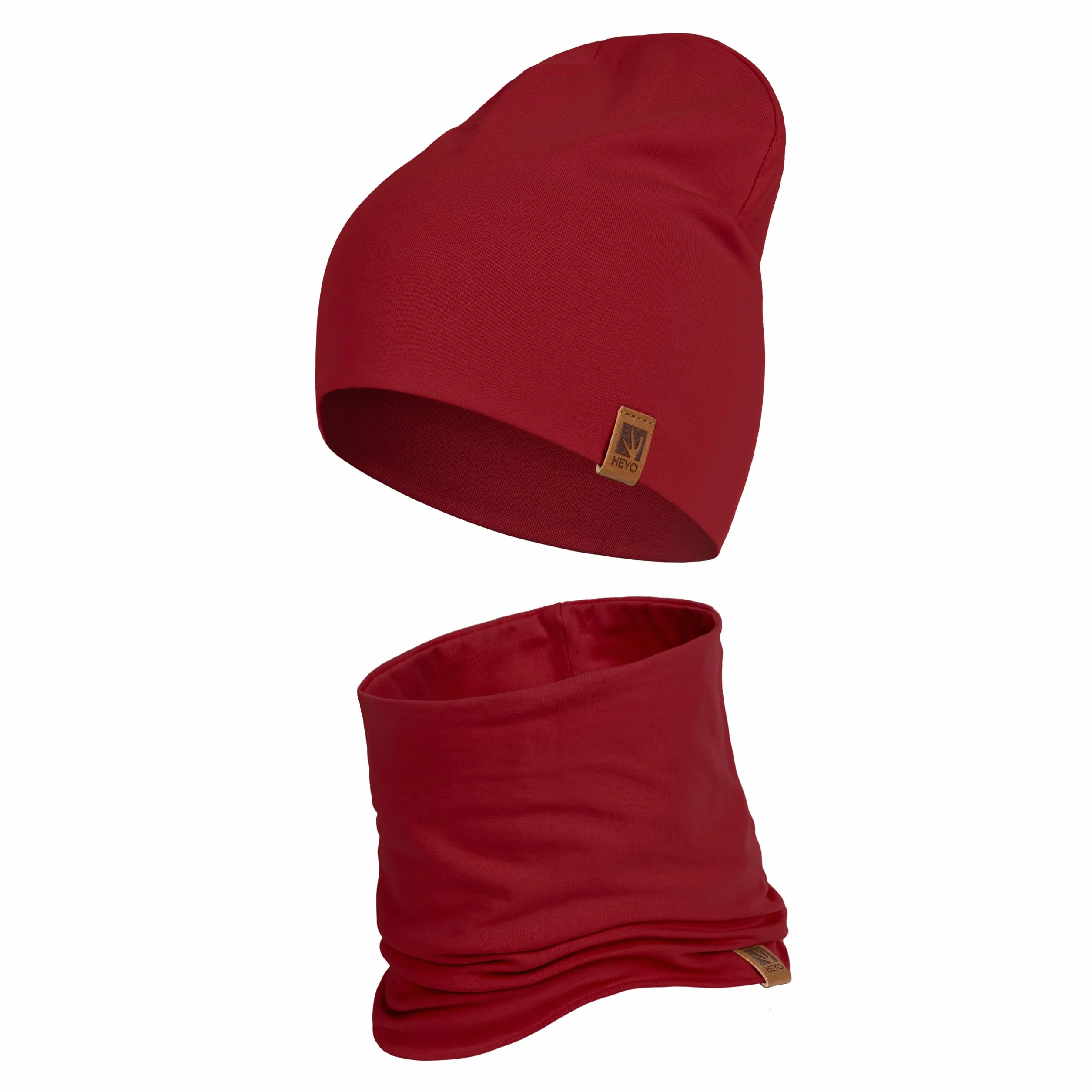 HEYO Dziecięcy zestaw beanie czapka, komin z bawełny, okrągły szalik, miękki, dla dziewcząt i chłopców, na jesień, wiosnę