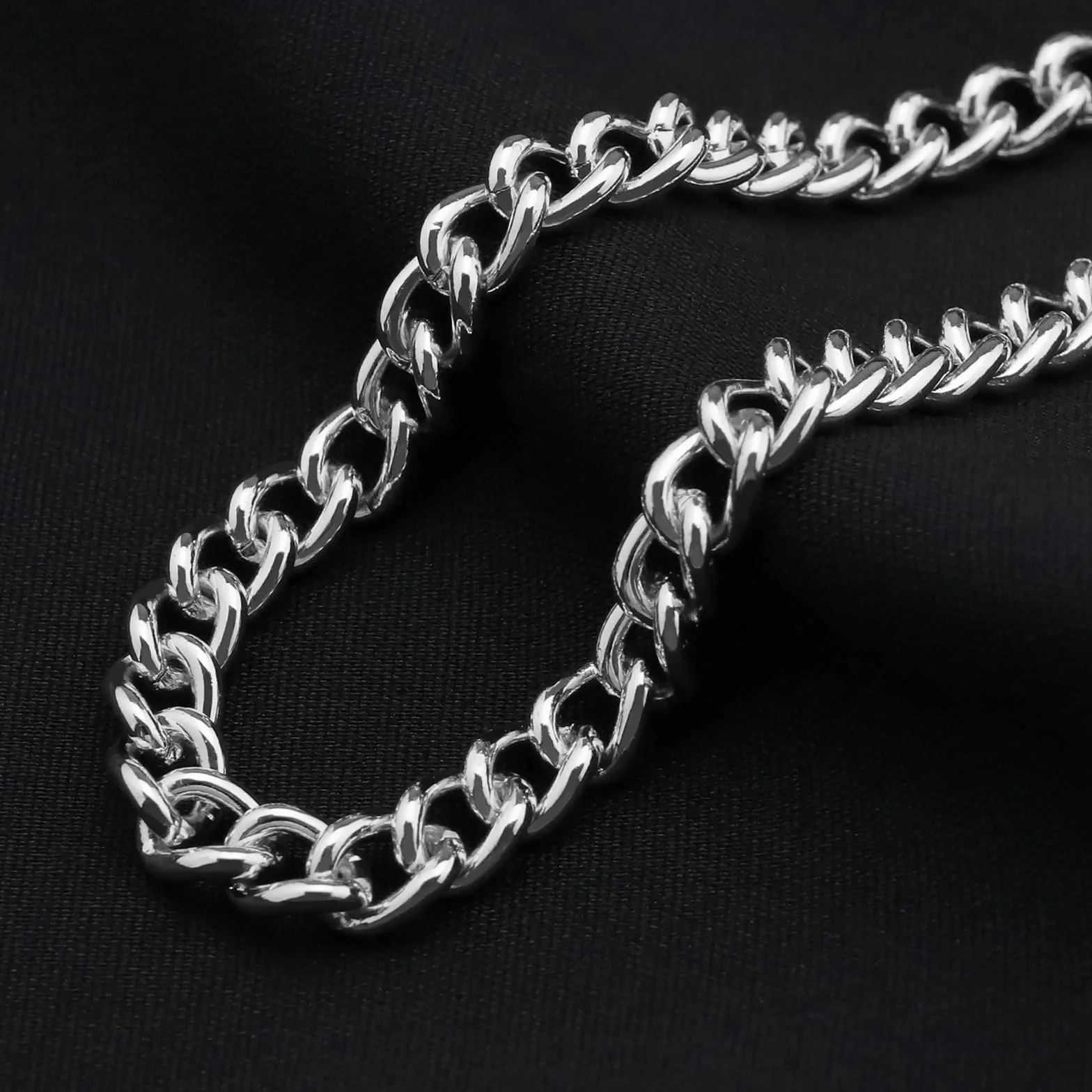 Zegarek kieszonkowy łańcuszek kamizelka łańcuch Albert z zapięciem na karabińczyk 35 cm klasyczny metalowy platerowany wiszący zegarek łańcuszek pasek zegarek kieszonkowy akcesoria do zegarków kieszonkowych, Srebrny