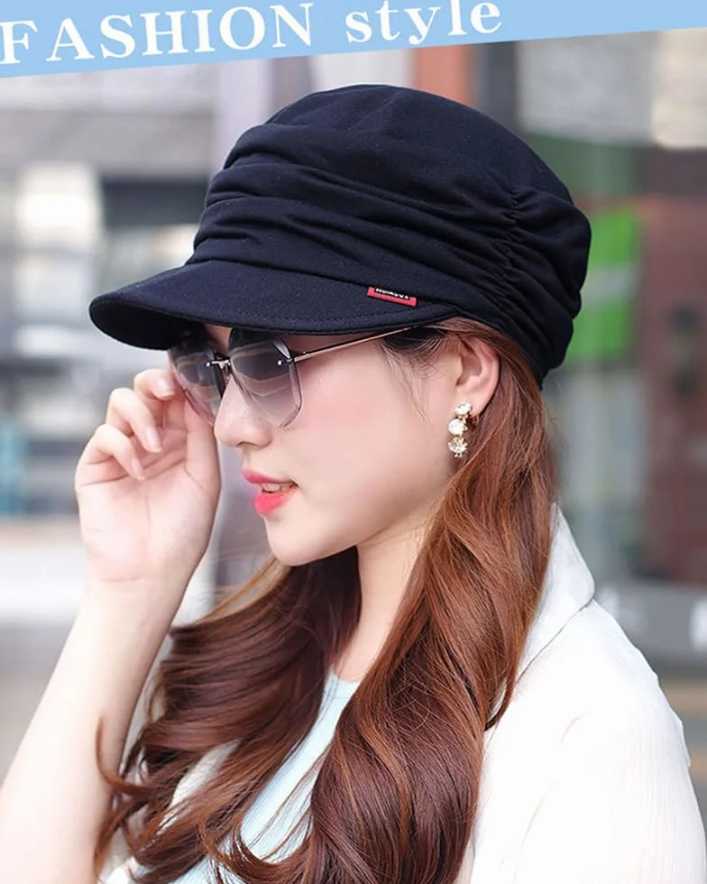 Damska miękka czapka z daszkiem z fałdami Newsboy Cap dla kobiet czapka z daszkiem dla kobiet chemia damska czapka balonowa Newsboy Cap Chemo Turban na wypadanie włosów damska czapka beret