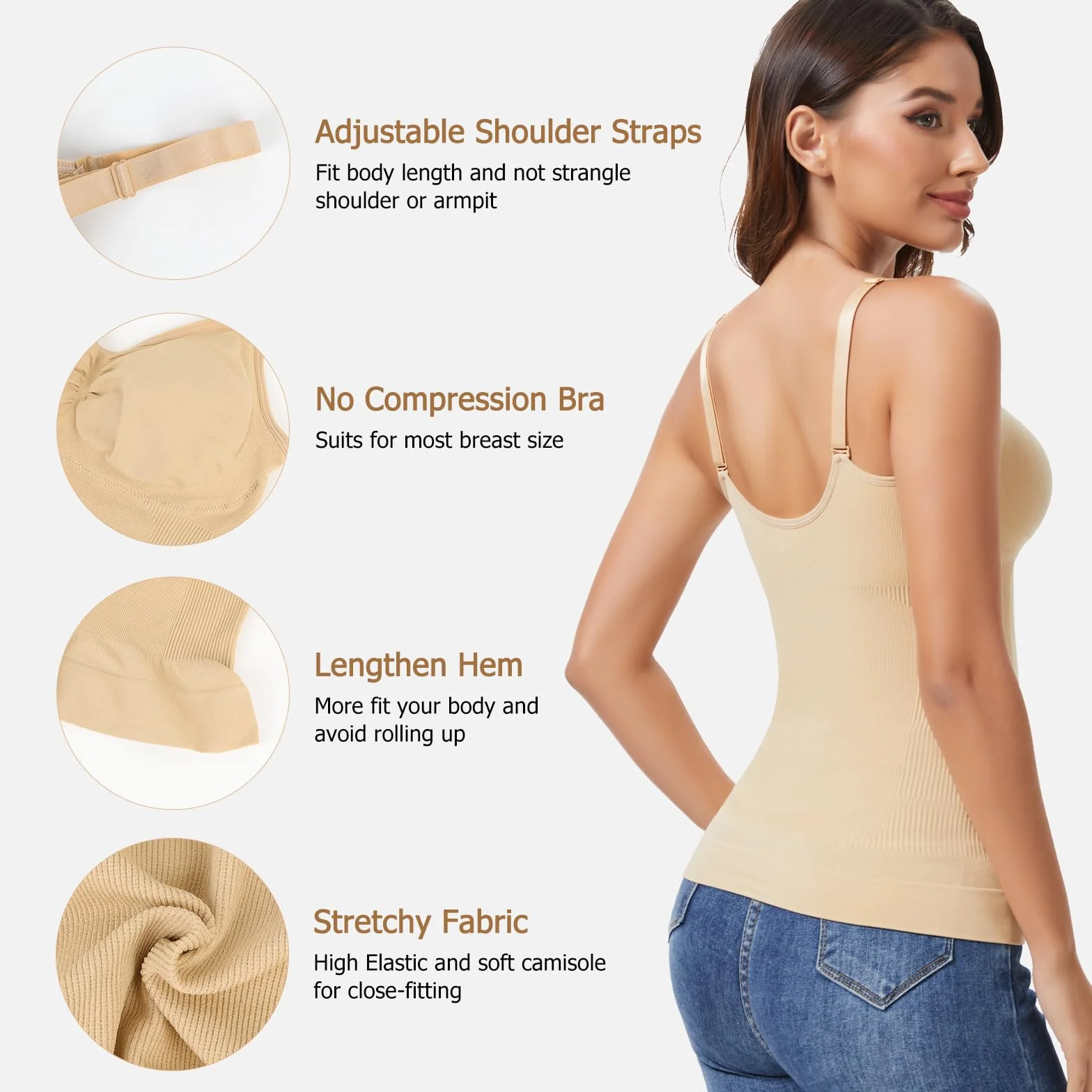 Joyshaper Damski top rzeźbiący brzuch płaski tank top z biustonoszem wyszczuplający body modelujący bezszwowy pas