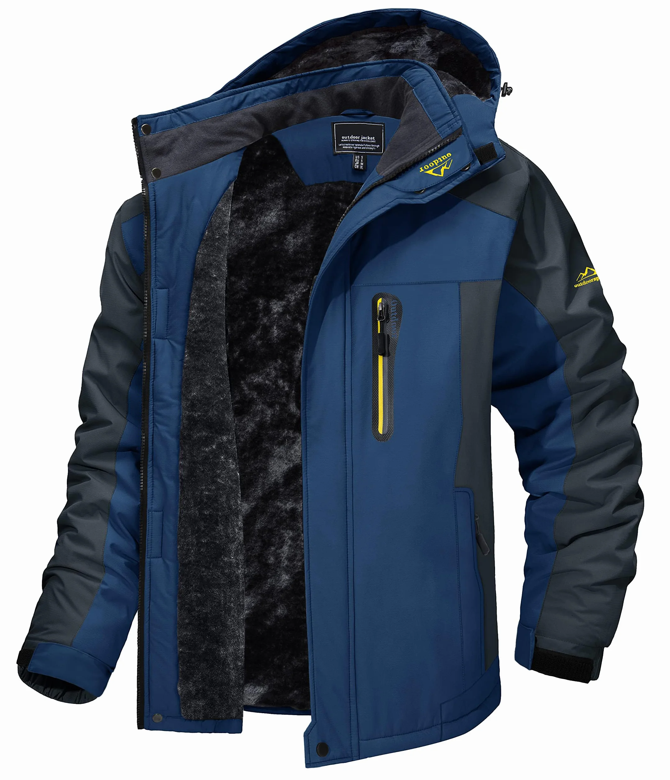 MAGCOMSEN Męska wodoodporna kurtka narciarska Wiatroszczelna kurtka polarowa Outdoor Mountain Parka z kapturem