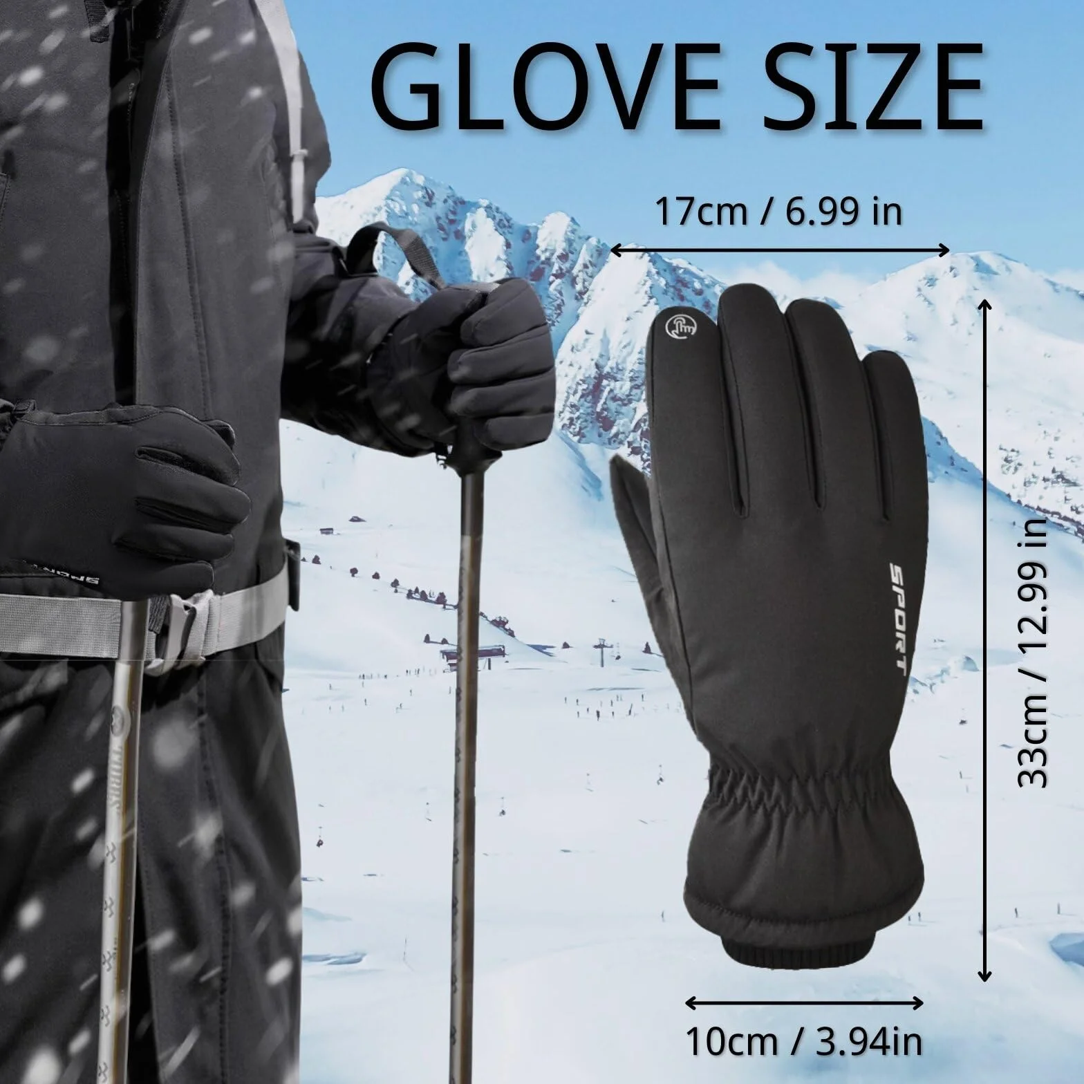 KEYRI Rękawice termiczne, odporne na zimno, ekran dotykowy, rękawice narciarskie, wodoodporne rękawice śnieżne do chodzenia, snowboardu, wędrówek, aktywności na świeżym powietrzu, izolowane rękawiczki