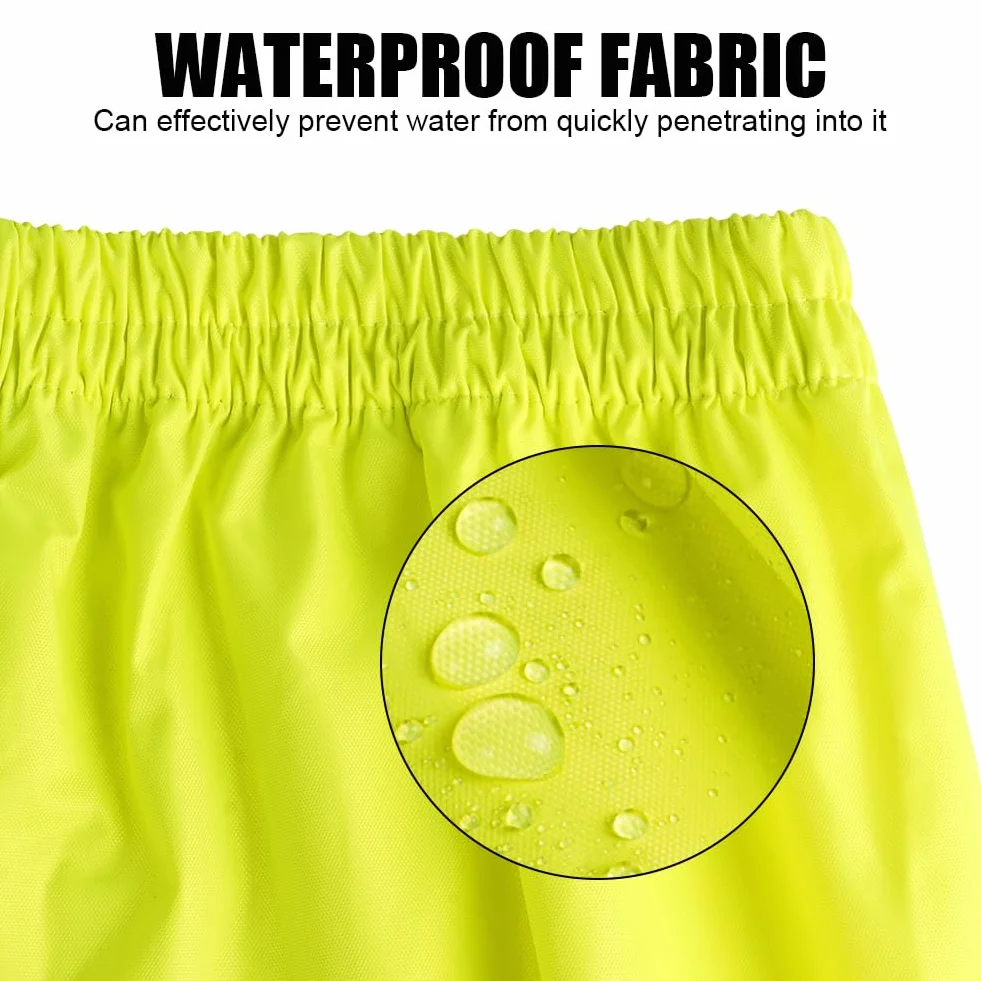 AUYAO Lekkie spodnie przeciwdeszczowe dla mężczyzn i kobiet, fluorescencyjne pomarańczowe/żółte spodnie ostrzegawcze, wiatroszczelne spodnie outdoorowe na rower, spodnie trekkingowe, kempingowe