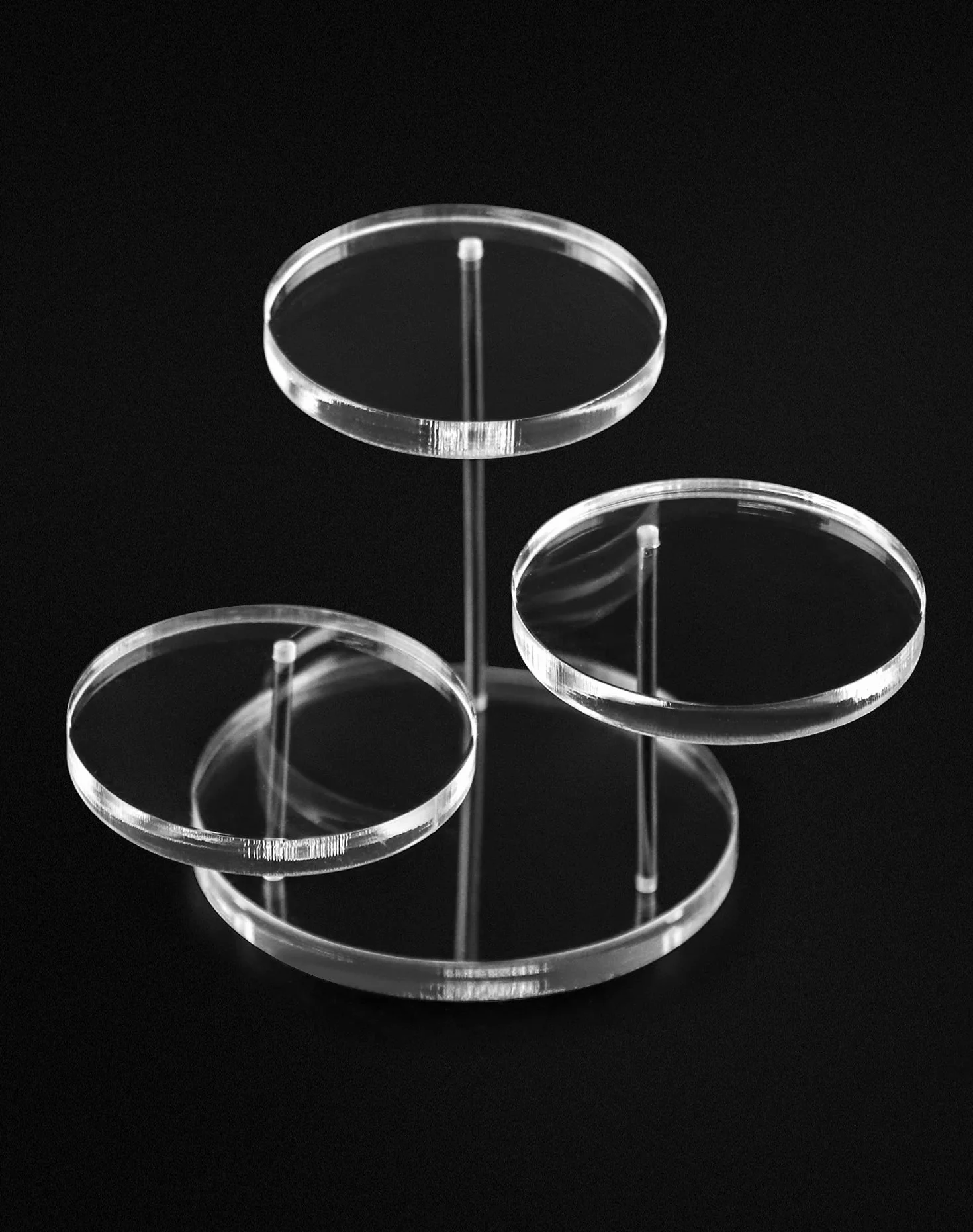QWORK® 3-Tier Mini akrylowy stojak wystawowy, okrągły przezroczysty akrylowy stojak wystawowy na pierścionki Kolczyki Bransoletki Mini figurki (2 szt.)