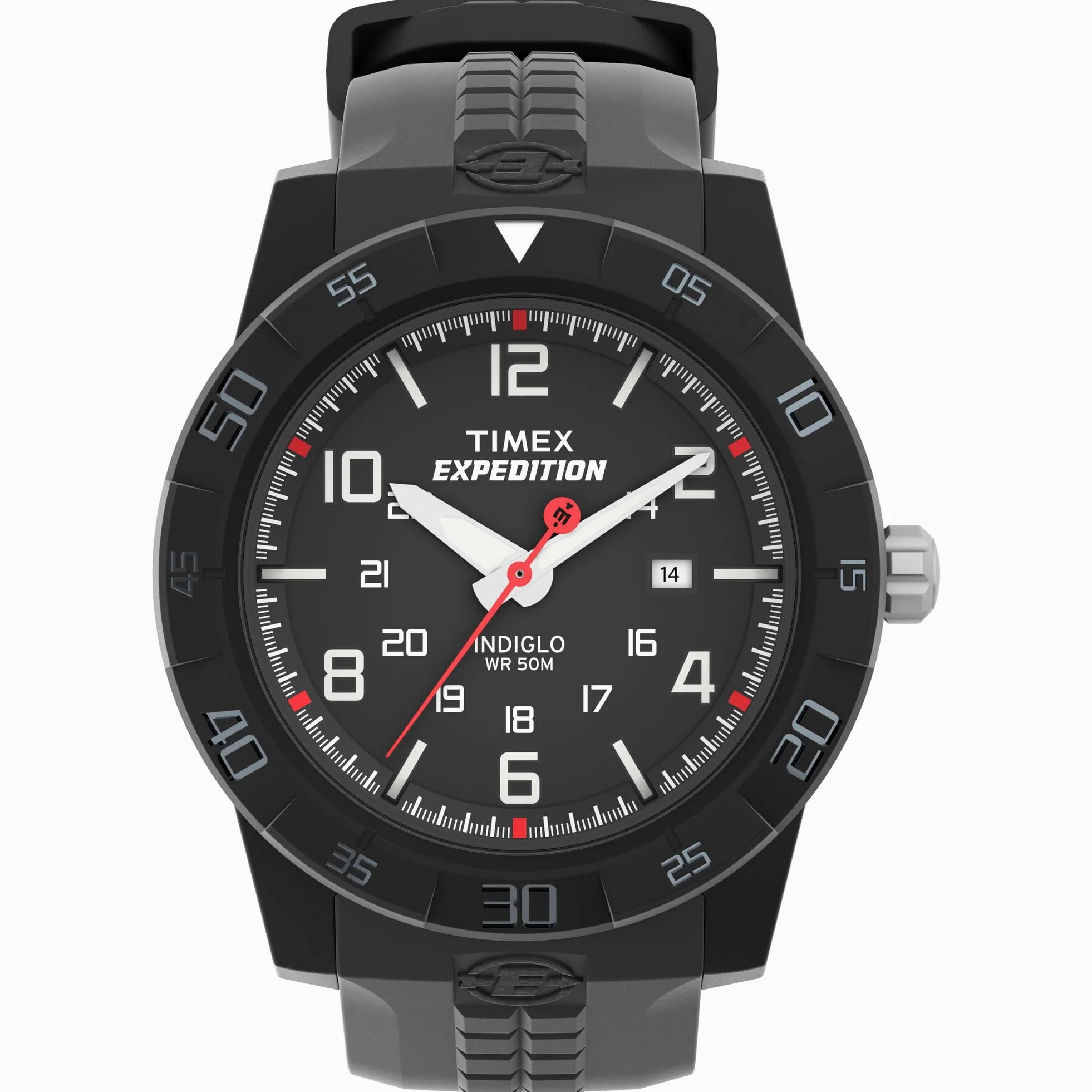 Timex Męski wytrzymały analogowy zegarek kwarcowy z wyświetlaczem chronografu i plastikowym paskiem