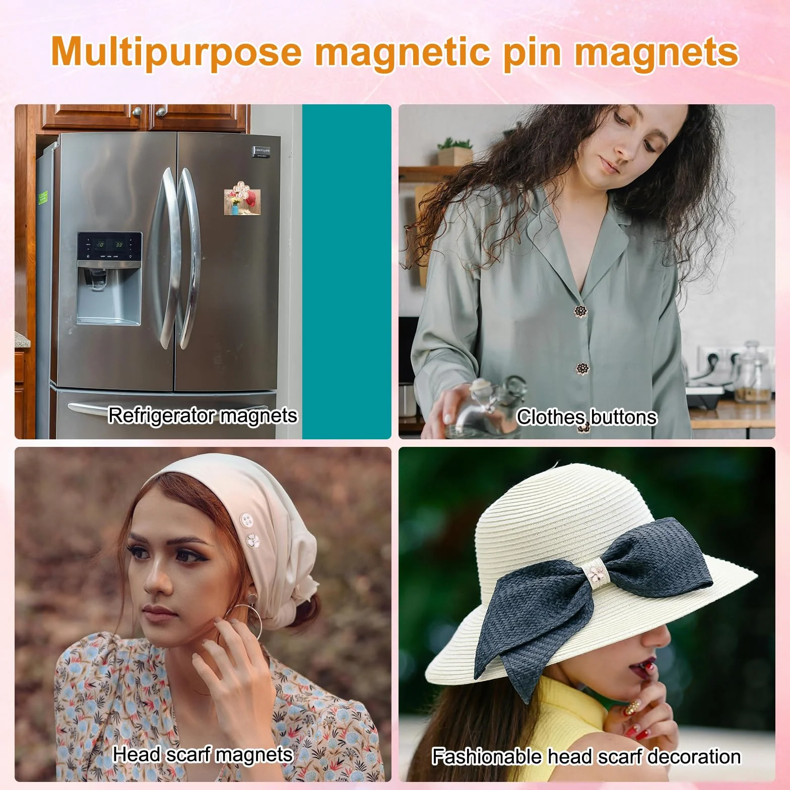 12szt Magnetycznych Szpilek do Hidzabu, Czarno-Biale Magnesy Bez Zaczepiania Wielofunkcyjne Mocne Magnetyczne Guziki do Hidzabu Broszka Bez Szpilek do Szalików Czapek Szali (Styl 1)