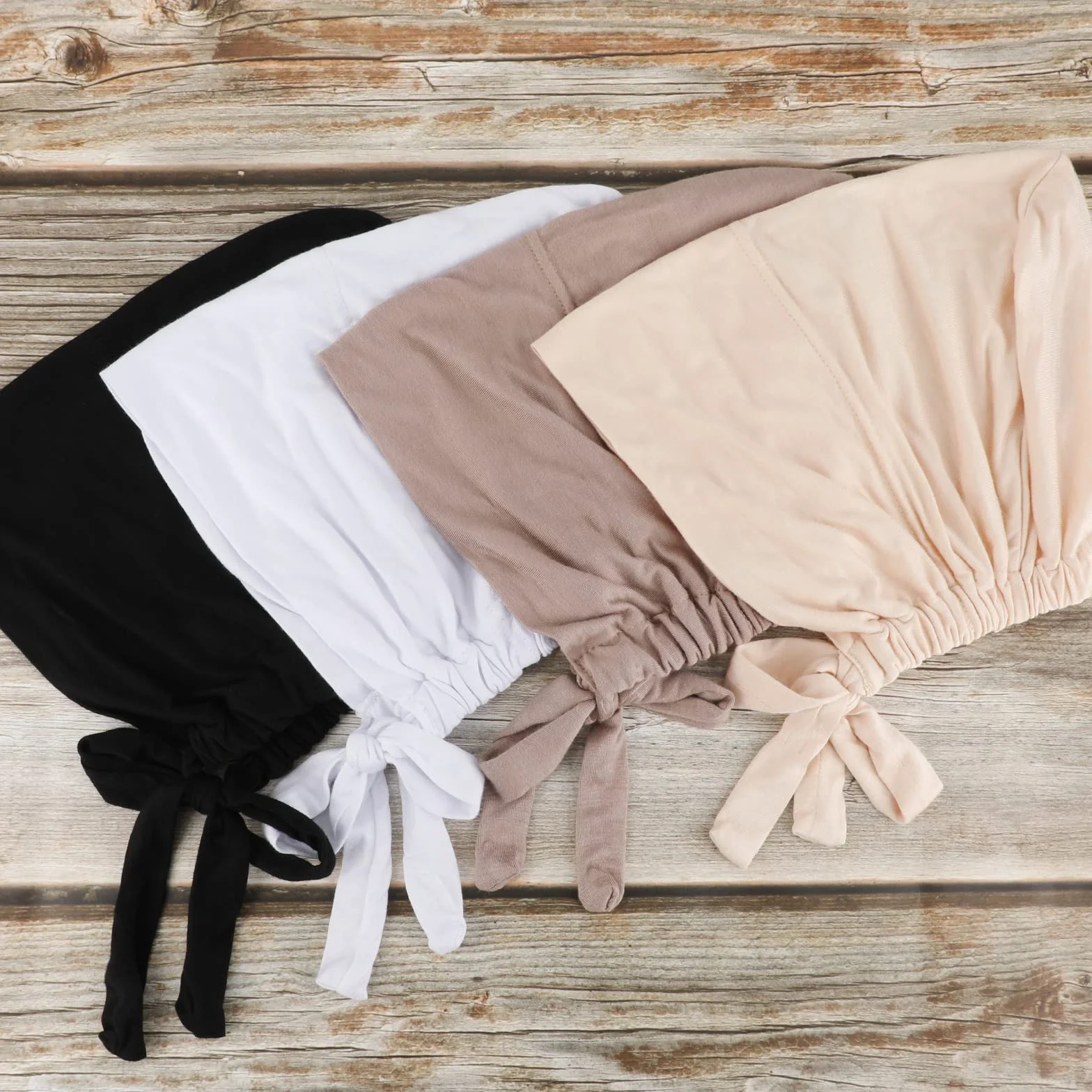 PHOGARY 4 sztuki damskich podczepków hidżab, islamski muzułmański szal hidżab Cap z wiązaniem z tyłu zamknięcia, jednolity kolor pod szalem, czapka hidżab czapka turban, nakrycie głowy, chemia, chusta
