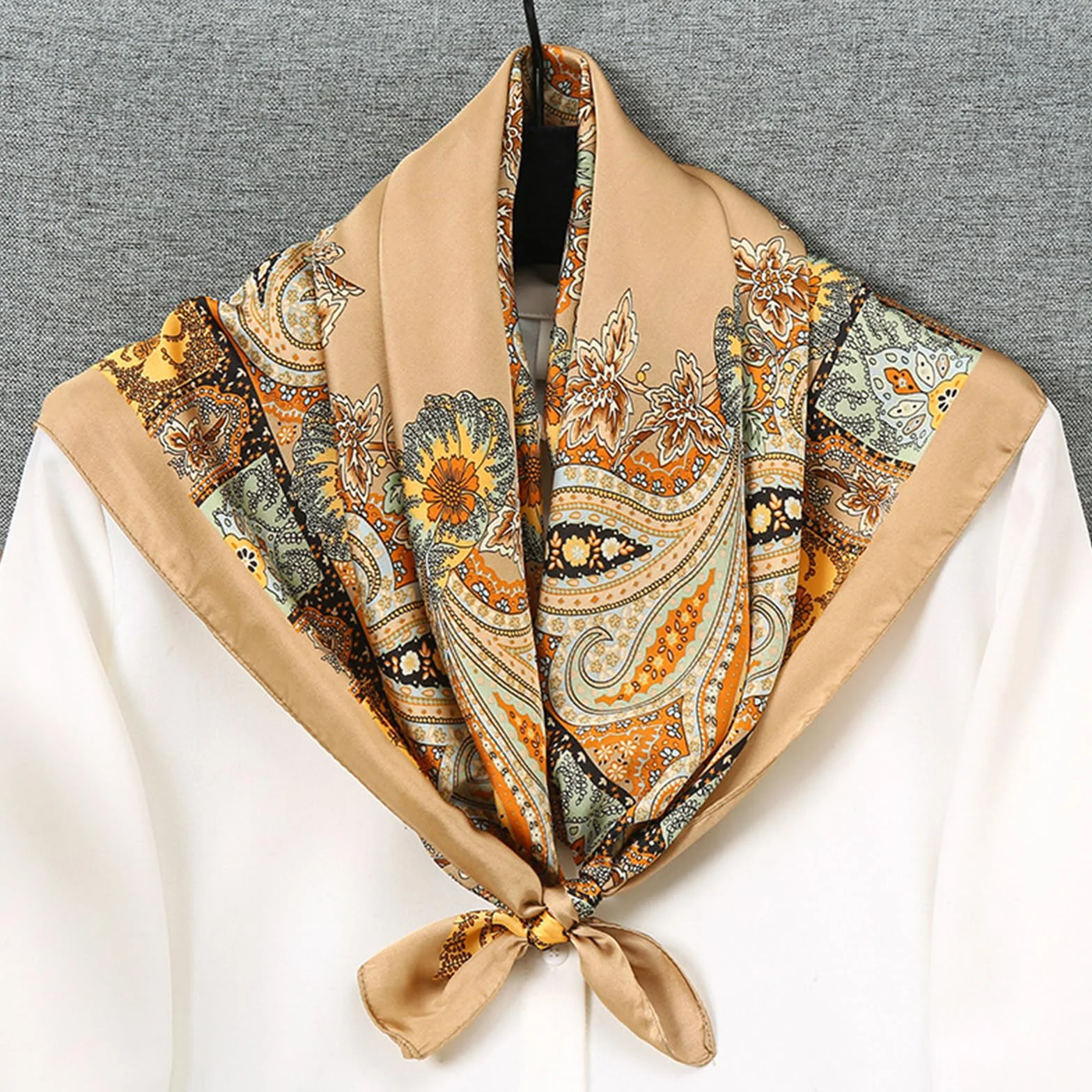 2 dużych kwadratowych satynowych hidżabów, chustka na szyję, bandana, pirat, kapitan, chusta na głowę, chusteczka,na imprezę, jedwabnych Klasyczny wzór kwadratowego hidżabu plażowego dla kobiet
