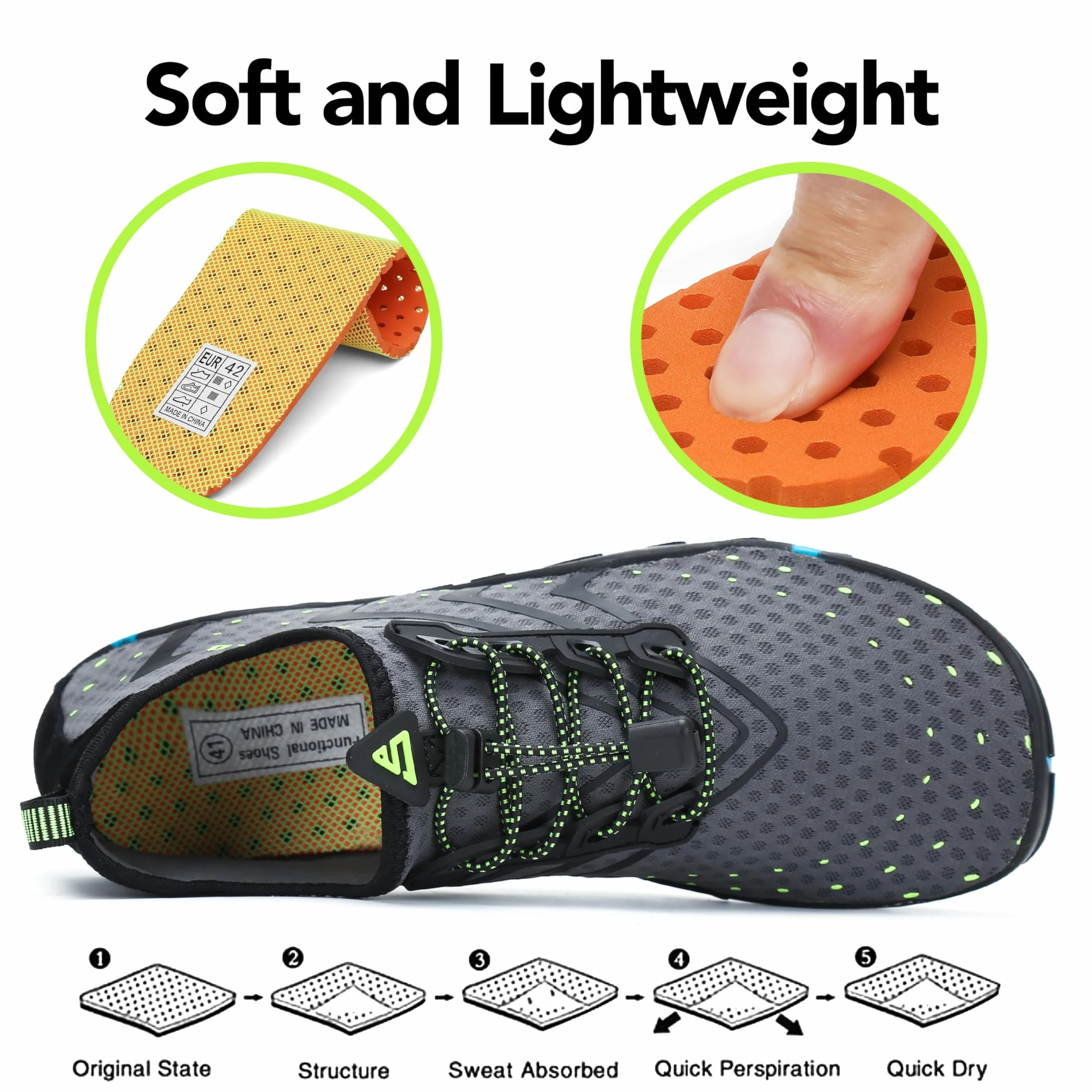 SAGUARO Unisex buty kąpielowe, do wody, do pływania, miękkie, oddychające, lekkie, antypoślizgowe, dla kobiet i mężczyzn