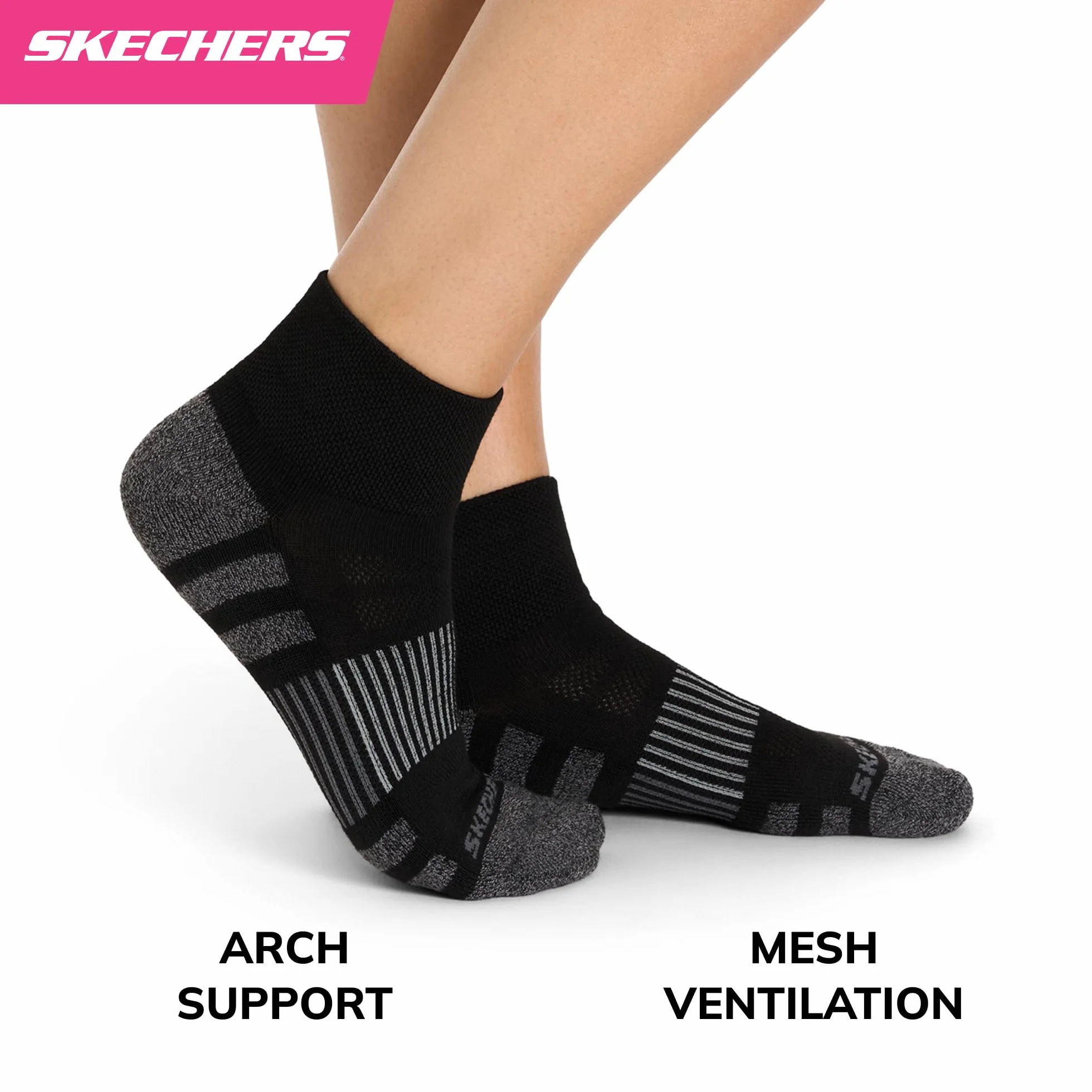Skechers Skarpety Kobiety 8-pack Work Collection High Quarter Crew Socks, Extra Cushion & Mesh Ventilation
