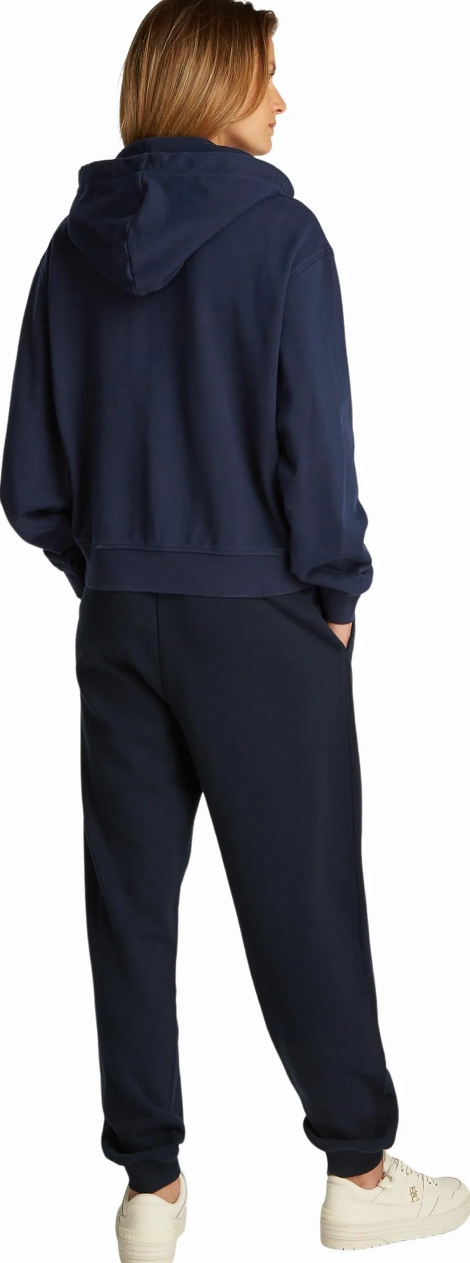 Tommy Hilfiger Damska bluza z kapturem REG Script Zip WW0WW44632, Niebieski (Dark Night Navy), M