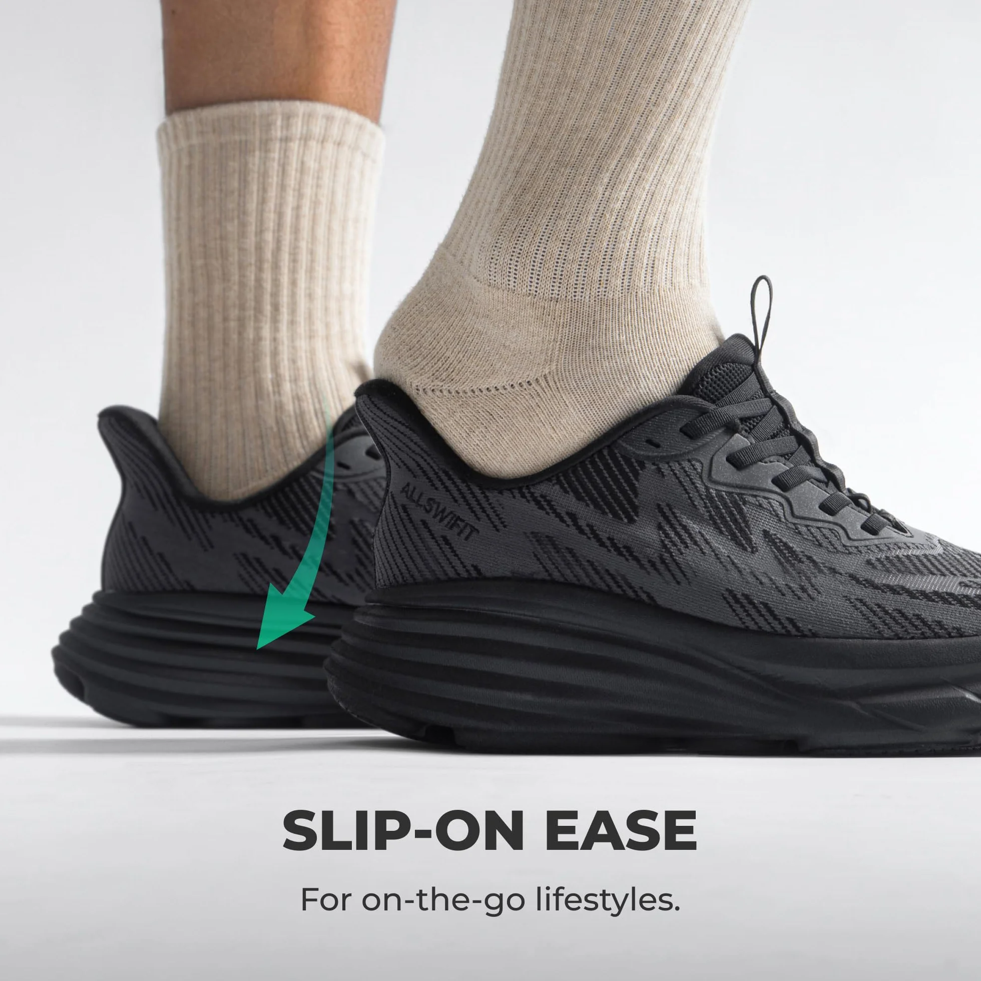 ALLSWIFIT Męskie wsuwane buty do chodzenia bez użycia rąk poduszka bieganie tenis Swift pluszowe antypoślizgowe wygodne trening siłownia sportowe modne trampki