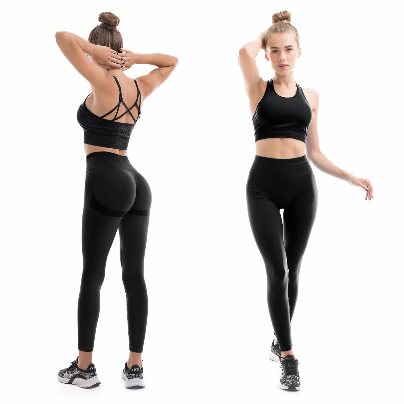 SINOPHANT Sportowe legginsy damskie, wysoka talia, Scrunch Butt Push Up, bezszwowe, elastyczne spodnie do jogi