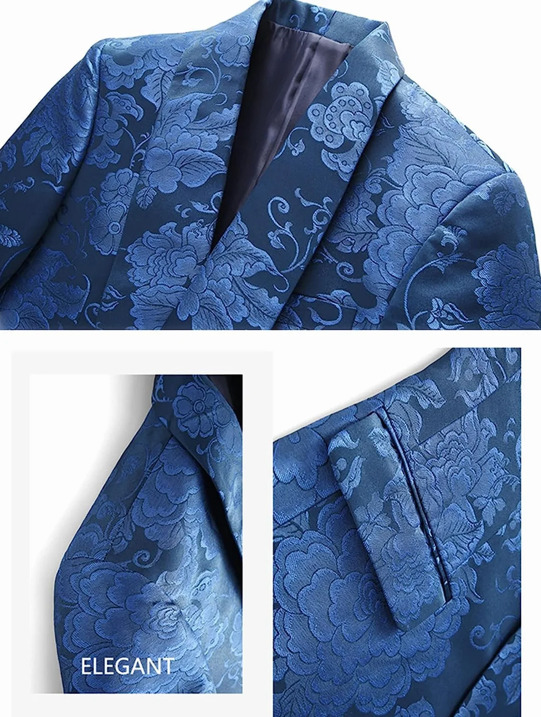 compulsoryking Męski garnitur slim fit 3-częściowy żakardowy garnitur smoking 1 guzik szal kołnierz ślubny formalny smoking codzienny garnitur biznesowy