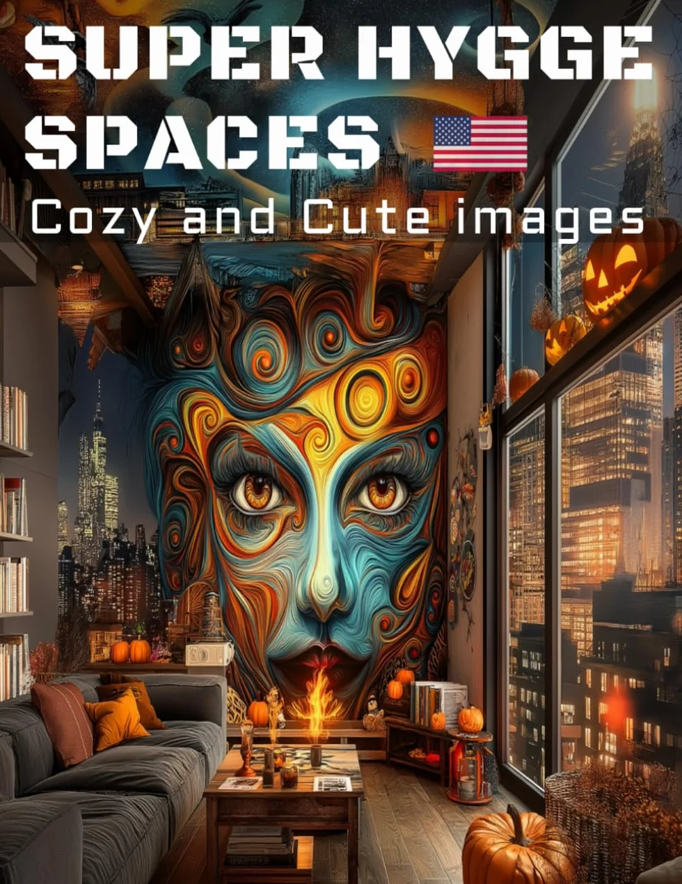 Super Hygge Spaces: Cozy and Cute Images: Cozy Moments for Relaxation, Coloring Book for Adults and Teens, US Edition, Unique Coloring