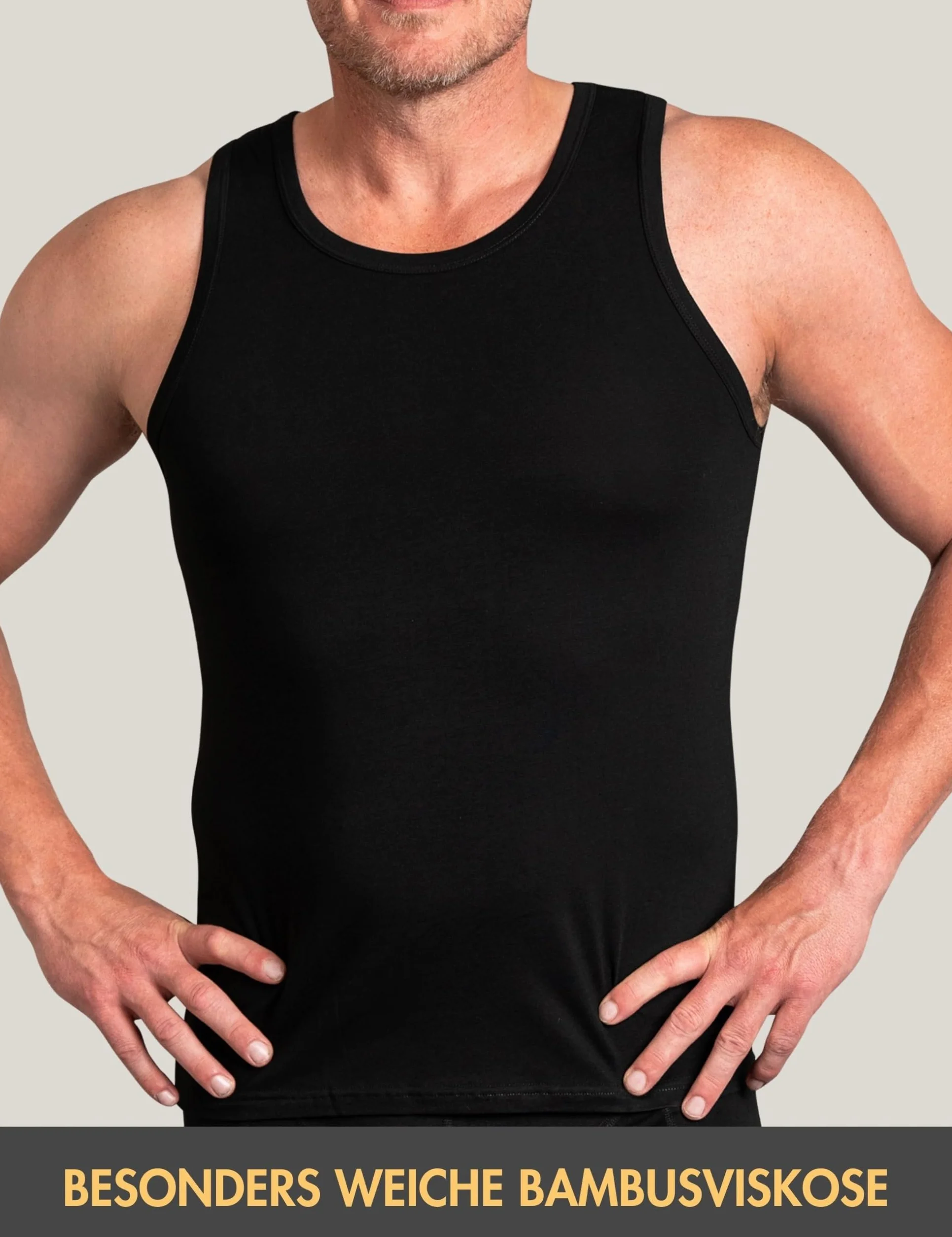 Basic Treasure 2-pak podkoszulek męski, tank top męski, bardzo miękki bambus bawełna, podkoszulki męskie czarne lub białe, czarny, M