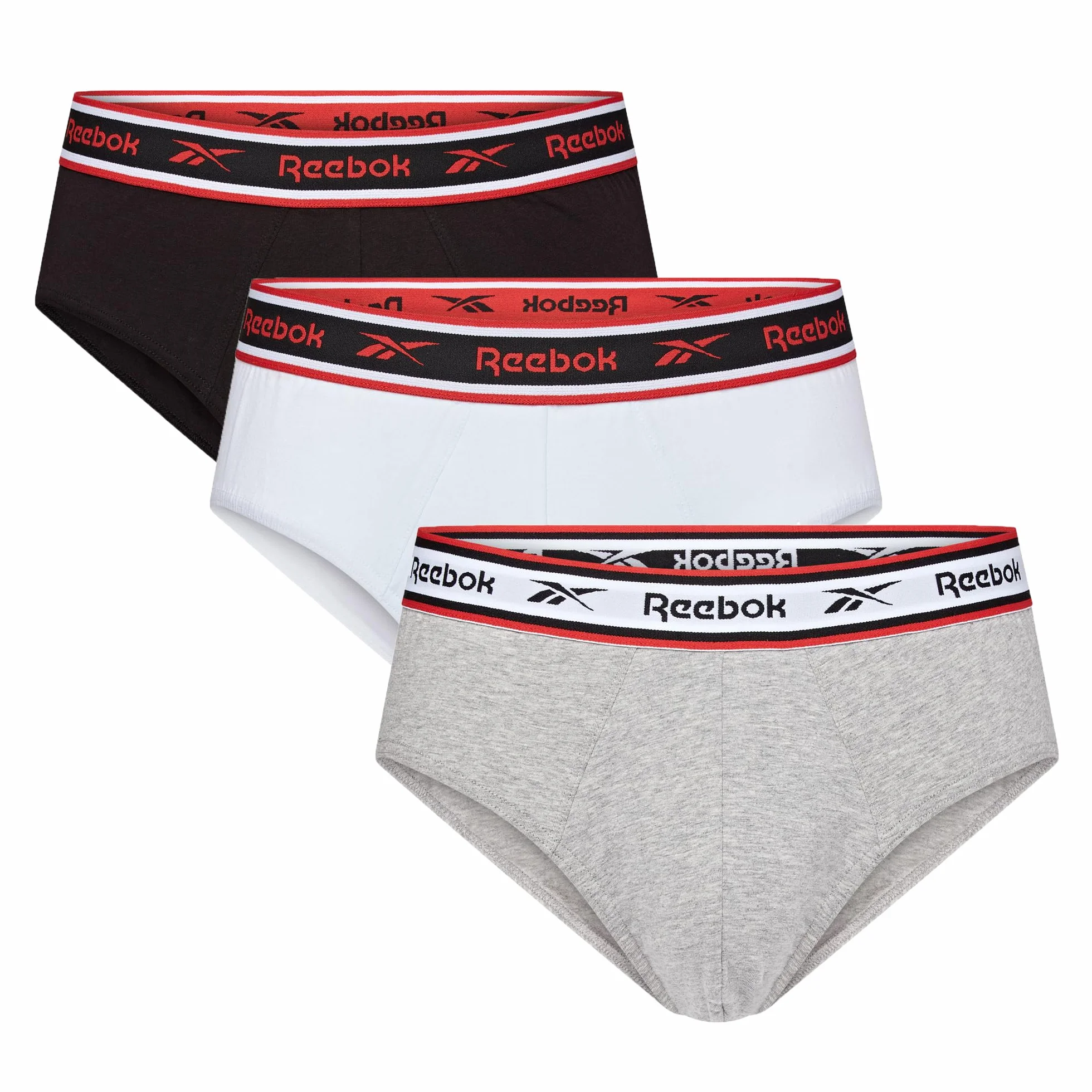 Reebok Majtki męskie (3 sztuki), Czarny/biały/szary, L