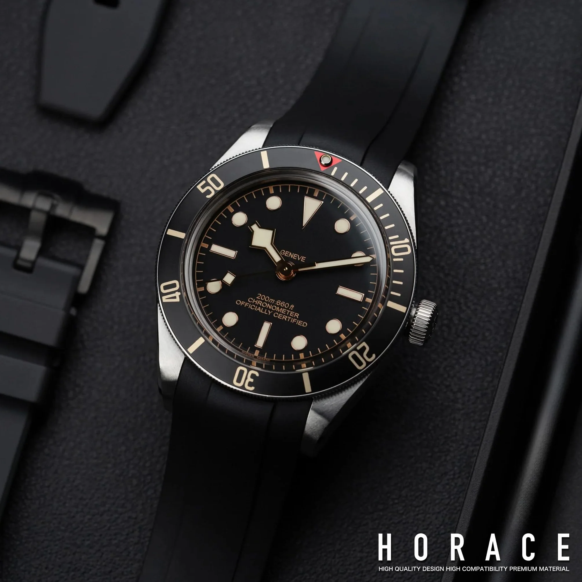 HORACE Wysokiej jakości pasek z fluorogumy kompatybilny z Tudor Black Bay 58 BB58 20mm