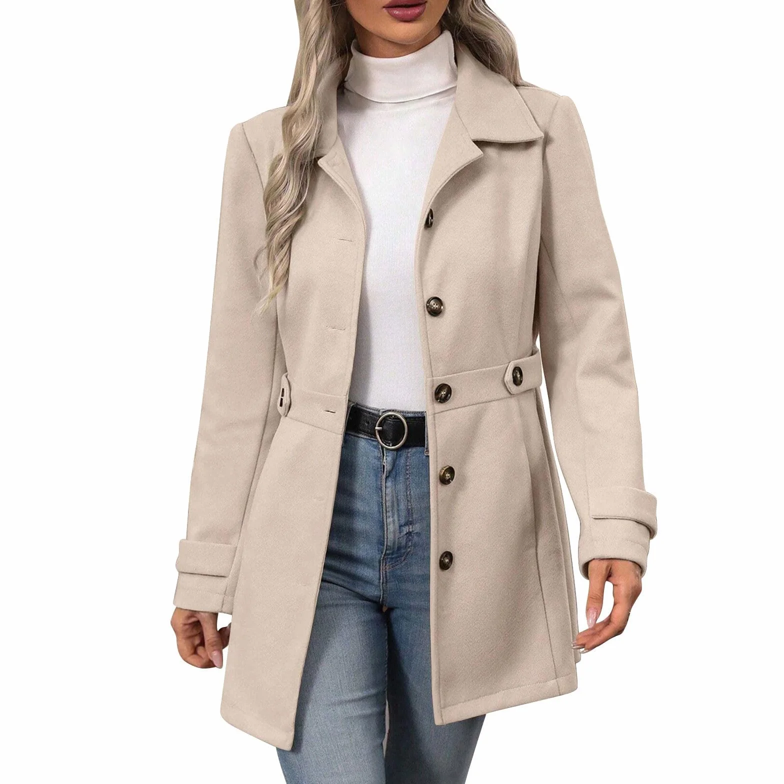 Płaszcz damski długi trencz elegancki wełniany płaszcz zwykły płaszcz z guzikami klapami kurtka wiatrowa outdoorowy ciepły kardigan zimowa kurtka wiatrowa damskie płaszcze zimowe
