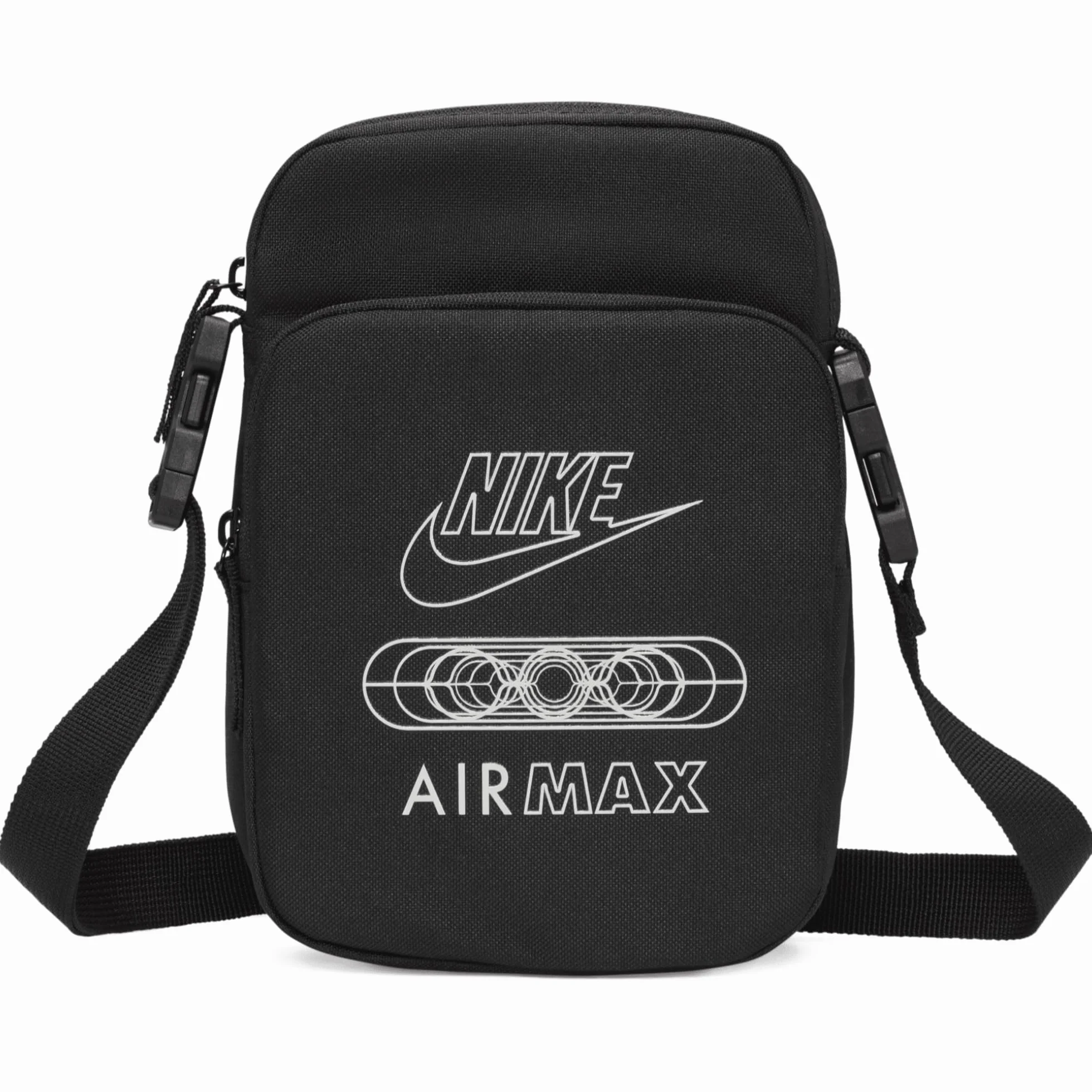 NIKE Air Max Heritage torba crossbody (4 litry) – czarna torba na ramię na siłownię, czarny/biały