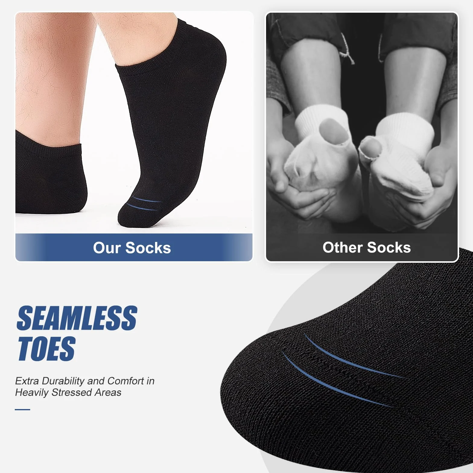 SockWaddles 10 Par Sportowe Skarpety Męskie Damskie, Oddychające Bezszwowe Krótkie, Bawełniane Skarpety do Kostki na co Dzień & Casual