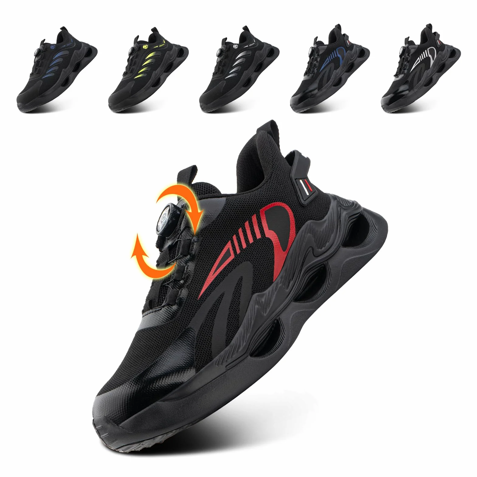 Obuwie ochronne dla mężczyzn i kobiet, trampki ochronne ze stalowymi noskami, buty robocze, lekkie, antypoślizgowe, czarne, niebieskie, 37-47 EU, a02 czerwony, 41 EU