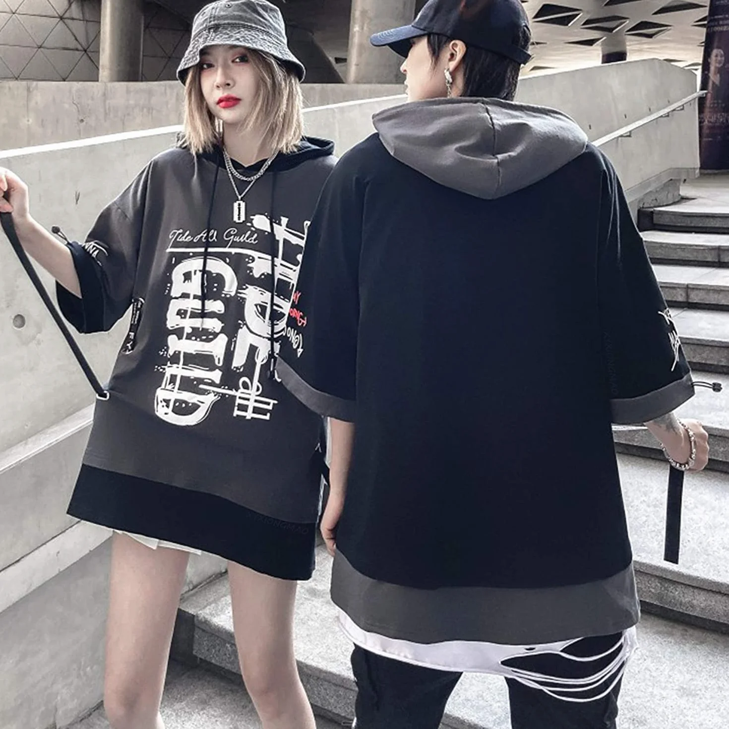 XYXIONGMAO Techwear japońska koszula Streetwear Hip Hop koszule męskie graficzne T alfabet projekt odzież robocza gotycka bluza z kapturem