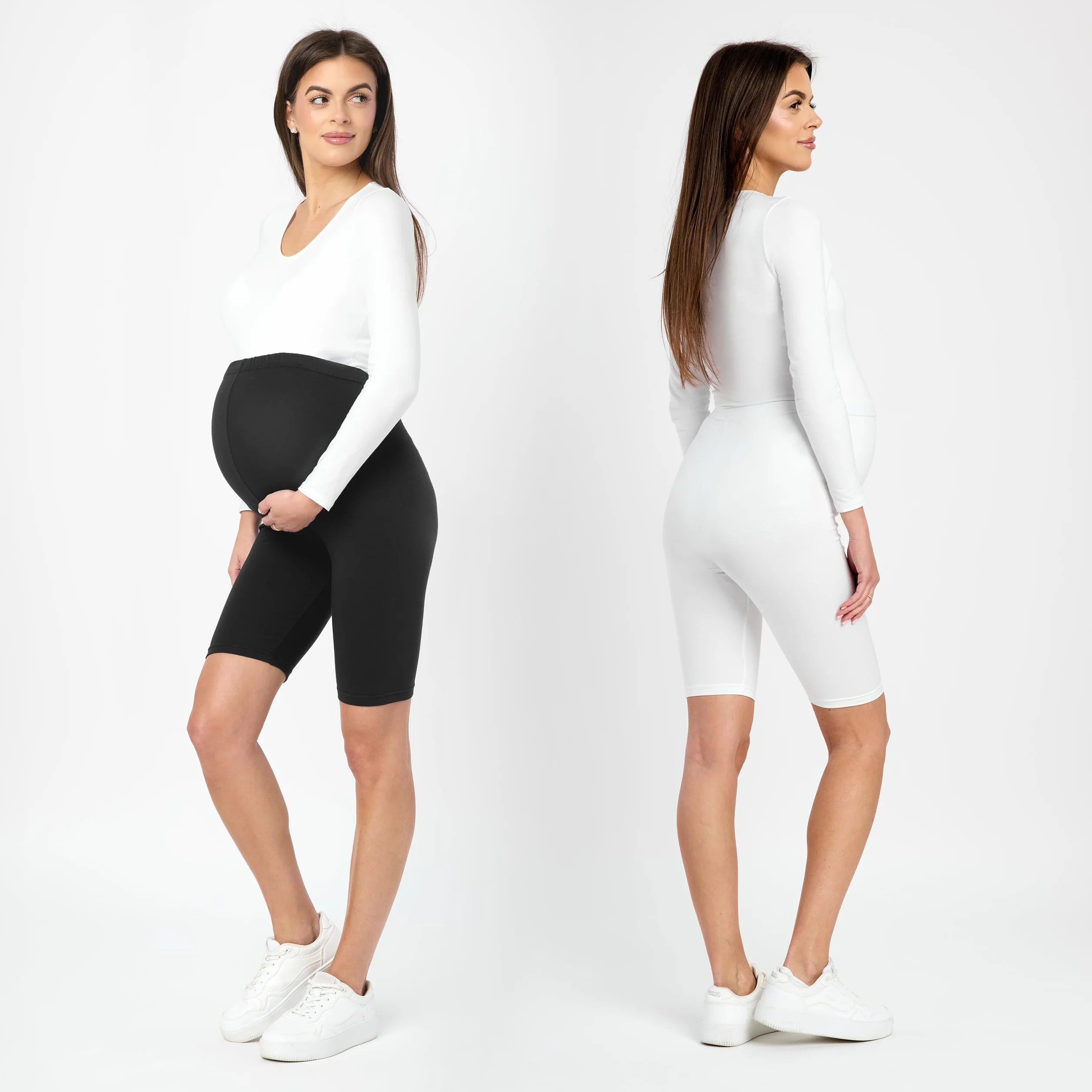 Be Mammy Krótkie Bawełniane Legginsy Ciążowe Dwupak BE20-228
