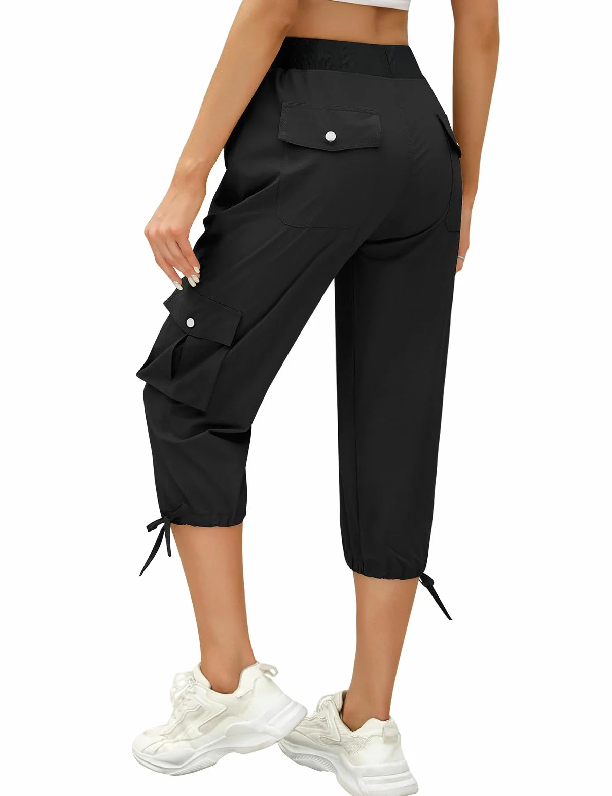 TOMEEK Spodnie dresowe damskie 3/4 Capri letnie spodnie na co dzień luźne spodnie sportowe damskie z kieszeniami i sznurkiem elastyczna talia joga jogging fitness