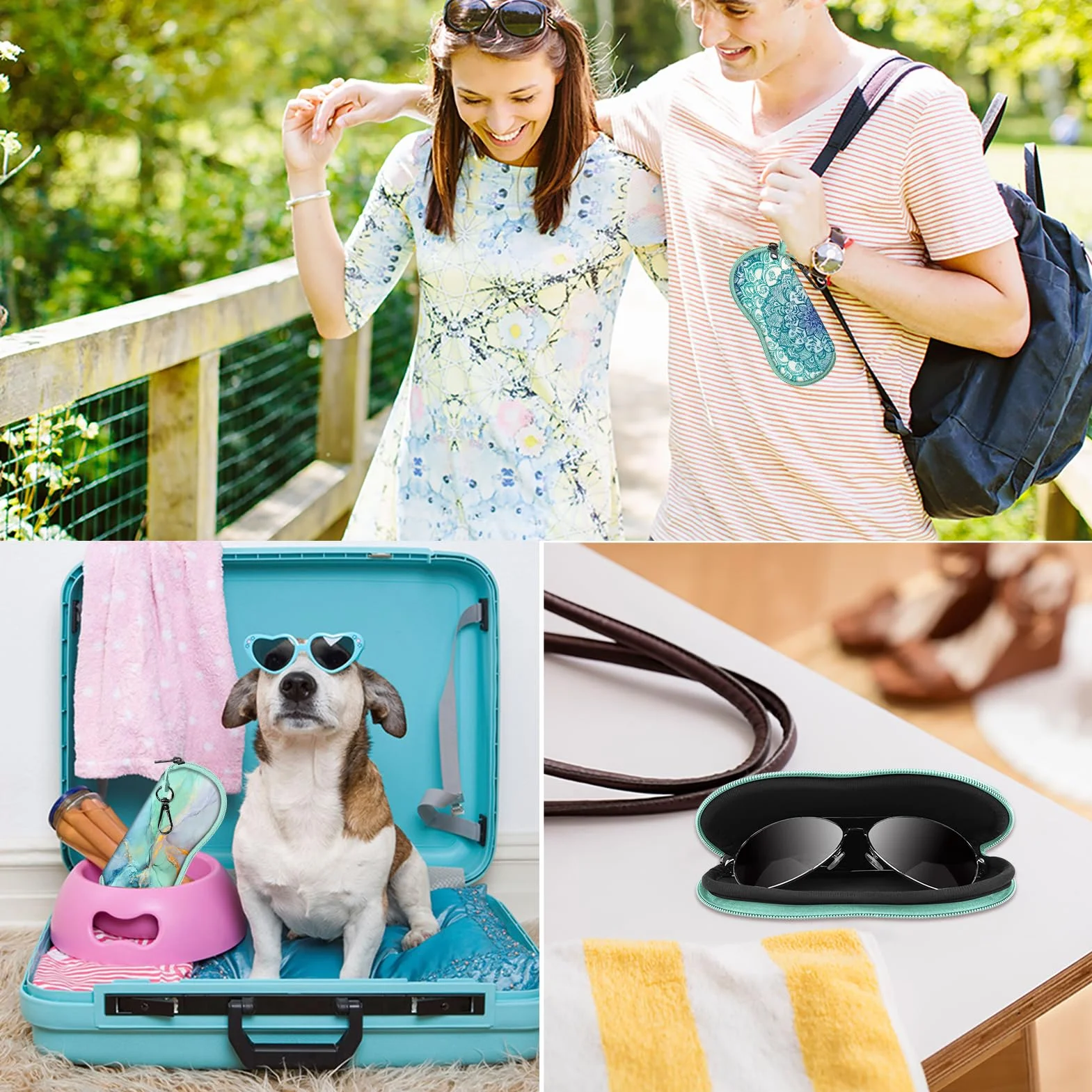 FINTIE Etui na okulary Kobiety Glasses Case With Carabiner