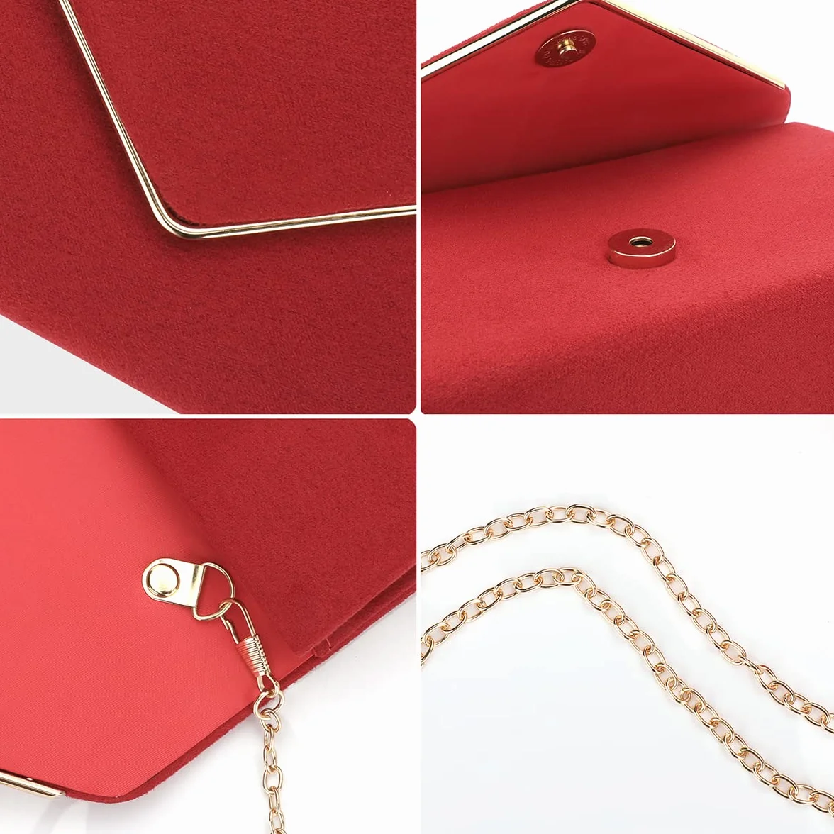 BBjinronjy Torebki wieczorowe, kopertówka dla kobiet, torebki na wesele, przyjęcie koktajlowe, bal, crossbody, torba na ramię, sztuczny zamsz, z odpinanym łańcuszkiem