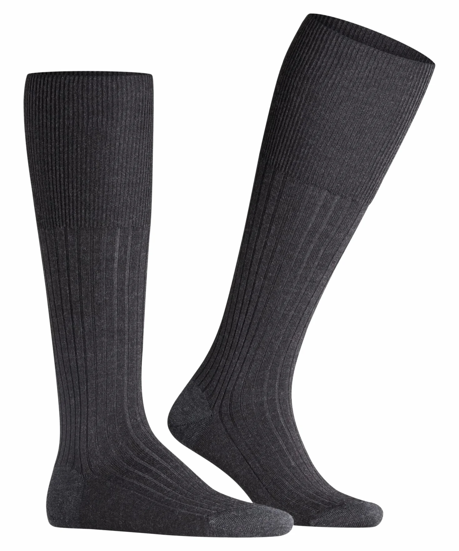 FALKE Mężczyźni Podkolanówki Bristol Pure M Kh Wełna długie jednokolorowe 1 Para, Szary Anthracite Melange 3080, 41-42