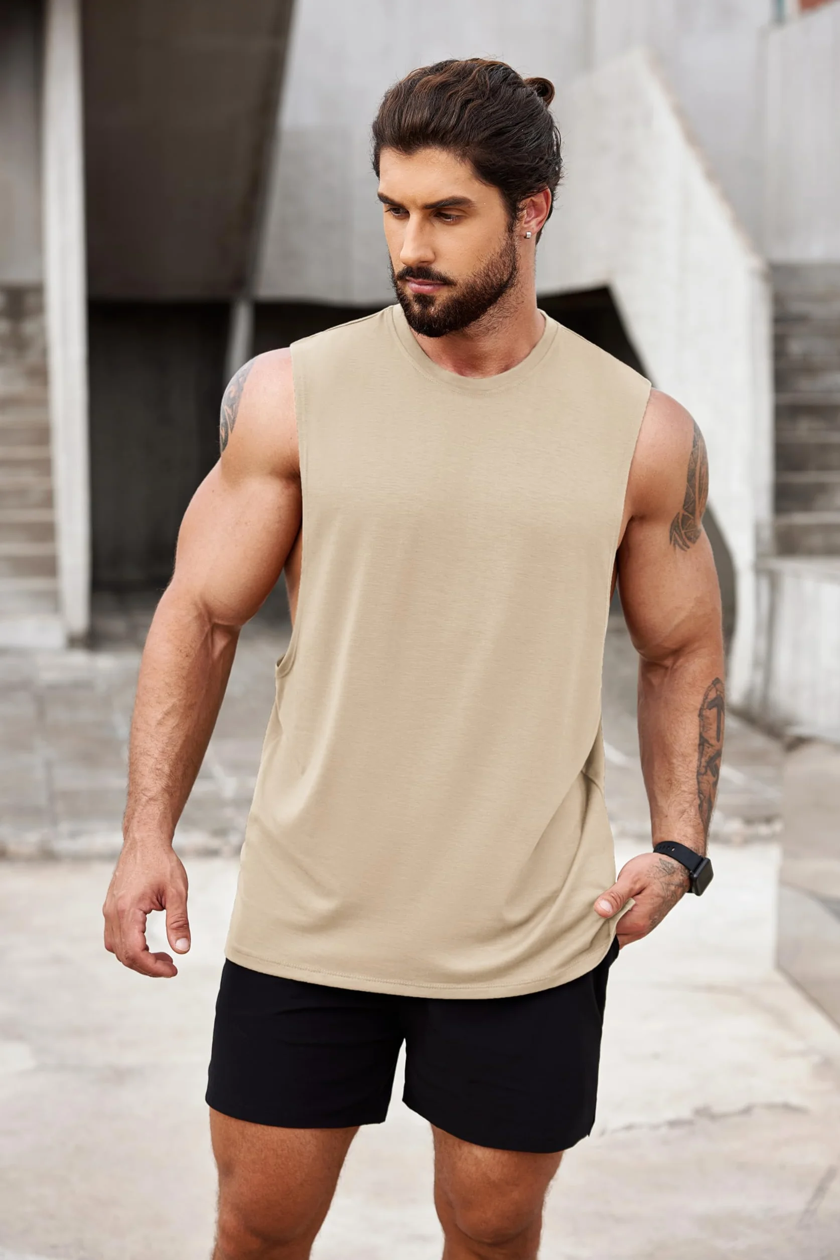 COOFANDY Męski tank top z krótkim rękawem na siłownię, kulturystykę, 2 sztuki